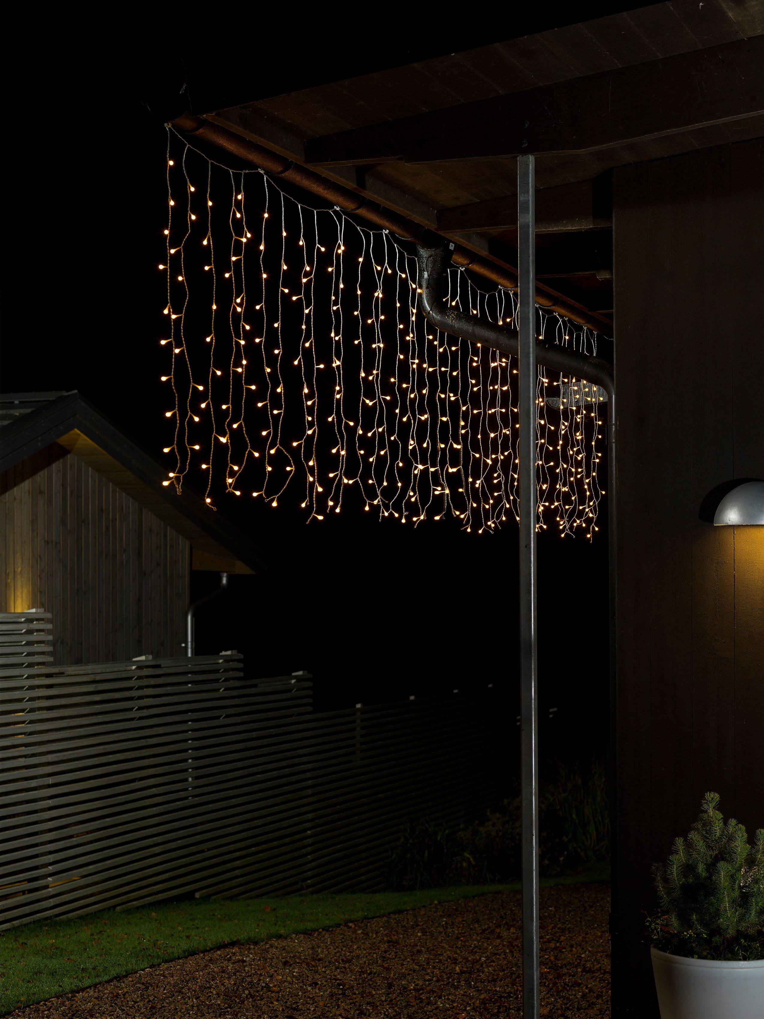 LED-Lichtervorhang mit Trafobetriebener Globes, Weihnachtsdeko warm weiße Außenbereich LED für 400 400-flammig, aussen, den Lichtervorhang, KONSTSMIDE weißen Artikel Dioden,