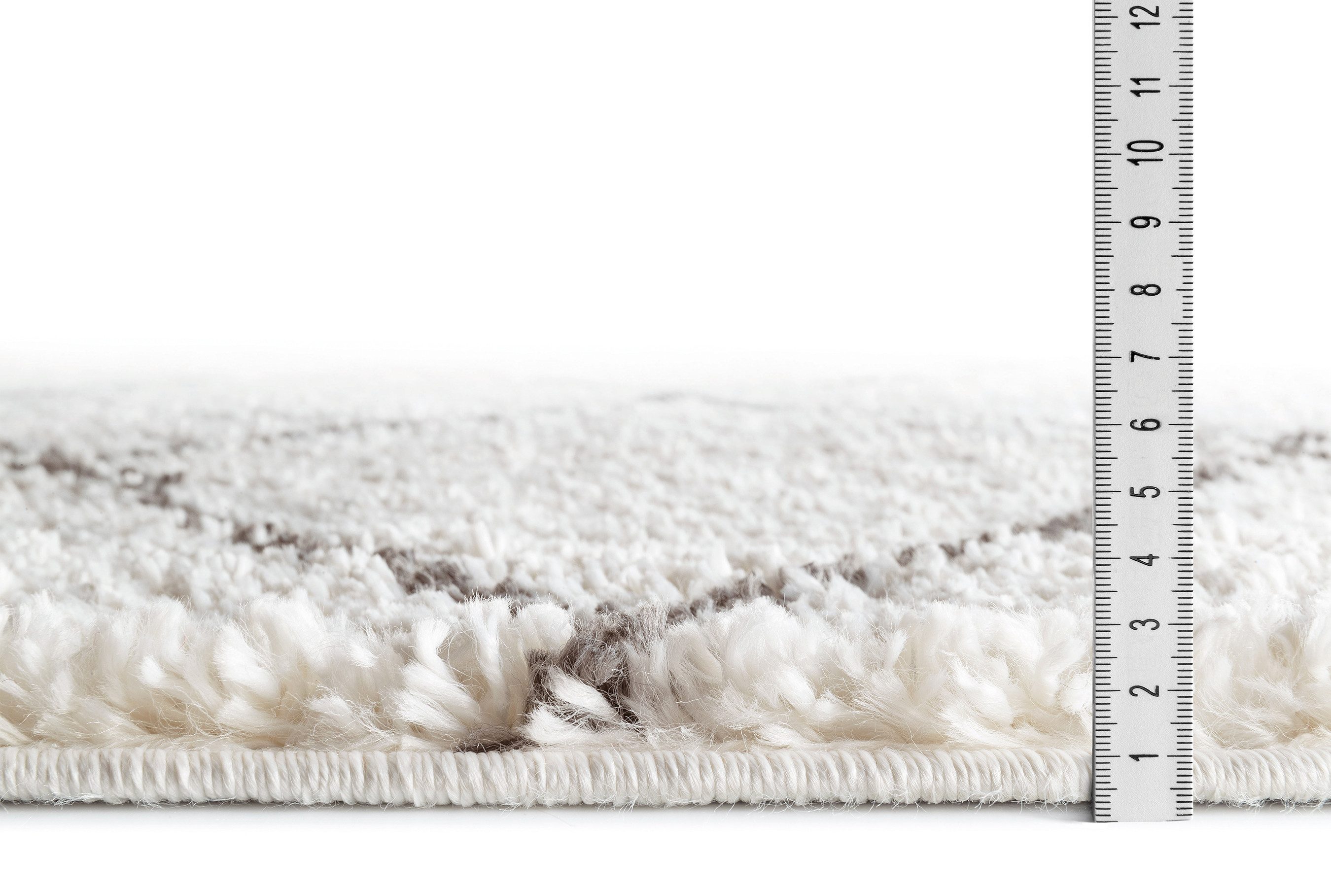 Tesso Living Hochflor-Teppich BLAKE Shaggy Teppich Wohnzimmer Rauten Design, rund, Höhe: 30 mm, Langflor, skandinavisches Design, gemütlich strapazierfähig, langlebig