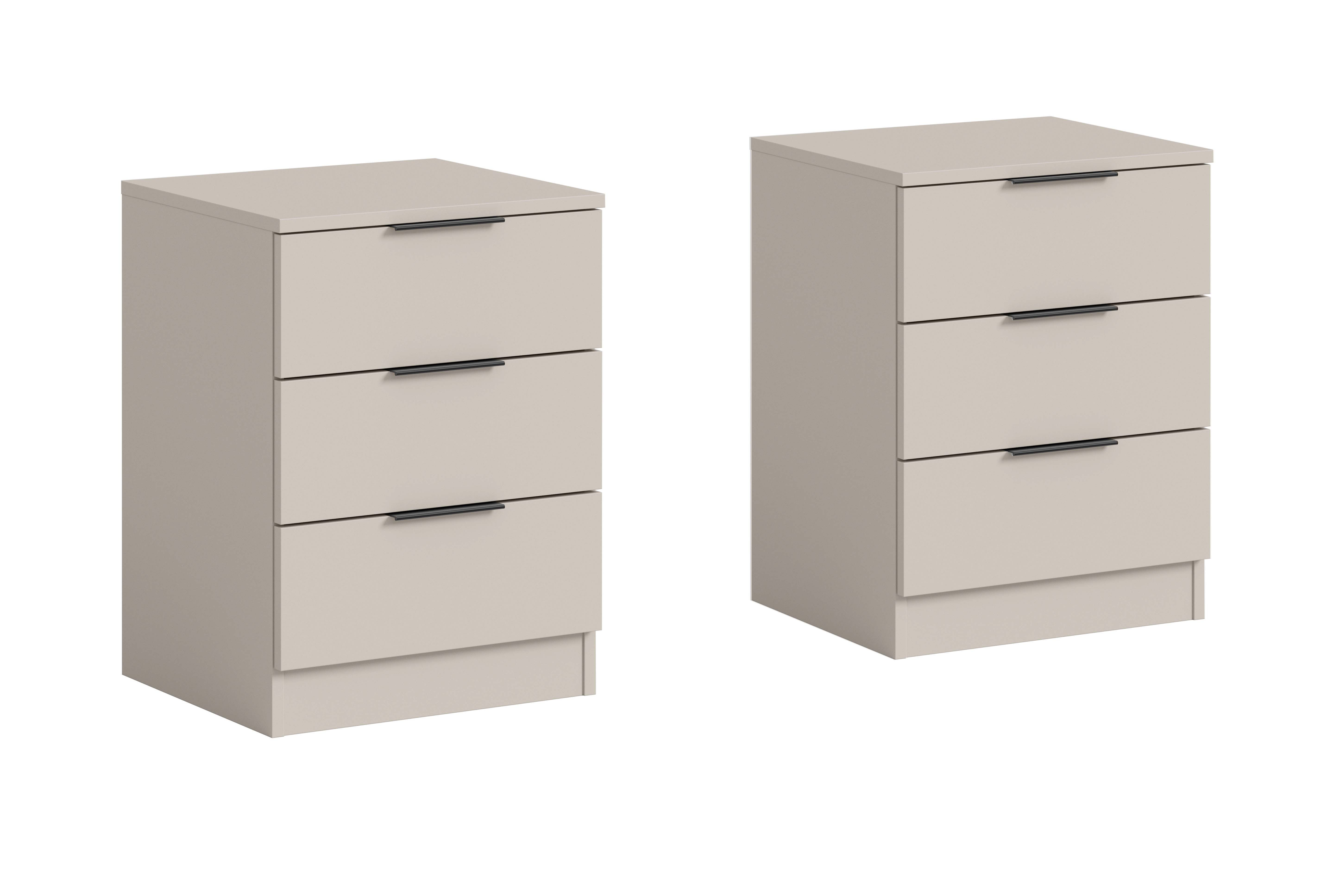 furnling Nachtkommode Kovena (2er Set), 3 Schubladen, pflegeleichte MDF-Front, kratzfest, Breite 45 cm