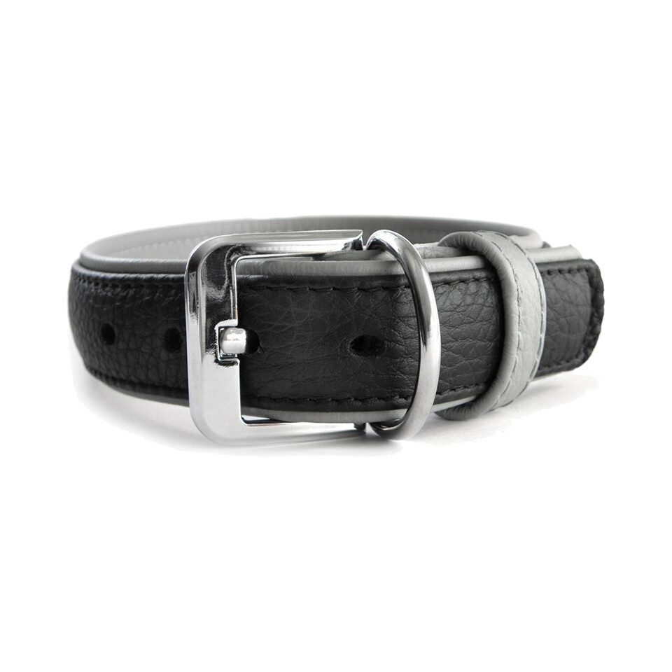 Das Lederband Hunde-Halsband Hundehalsband New York schwarz/stone