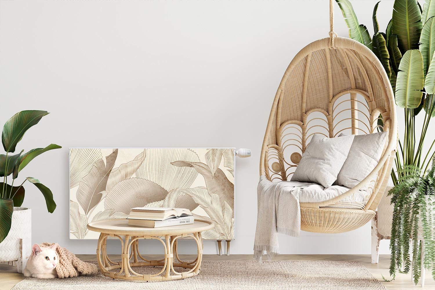 Tulup Magnetfolie Heizkörperverkleidung Boho-Blätter Magnetmatte für Heizkö günstig online kaufen