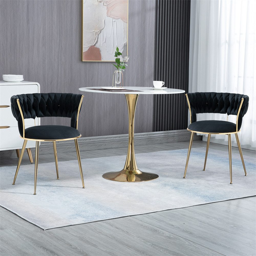 XDeer Stuhl Weicher Samt Esszimmerstuhl 2-teiliges Weiche gepolsterte, bequeme Wohnzimmer Stuhl, Make-up Zimmer/Schlafzimmer