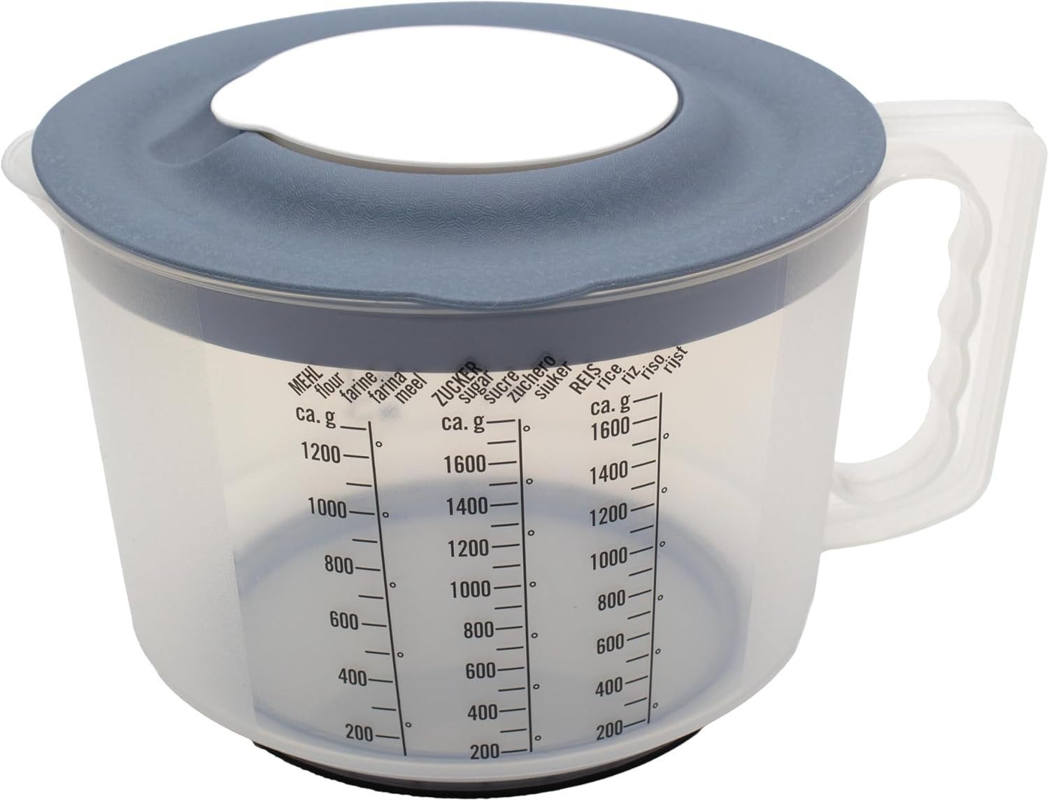 mucHome Messbecher 3in1 Rührbecher 2L mit Spritzschutz, Verschlussdeckel und Ausgießer – Bild 5 von 5