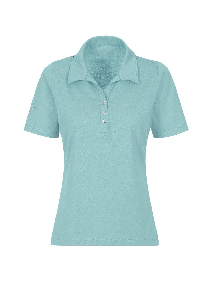 Trigema Poloshirt TRIGEMA Poloshirt aus Baumwolle mit Kristallsteinen (1-tlg)