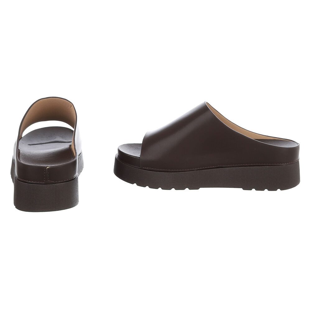 Ital-Design Damen Plateau Sandale Slip-on mit offener Zehenpartie Plateausandaletten (91849190) Keilabsatz/Wedge Keilsandaletten in Braun – Bild 5 von 5