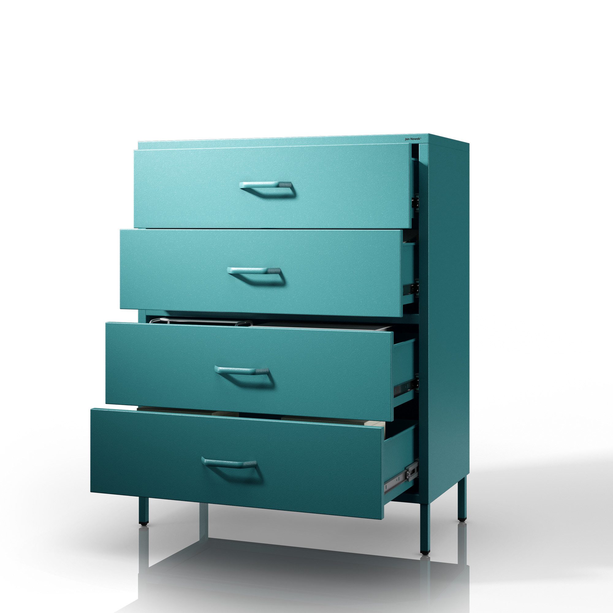 Jan Nowak Kommode CARLA Kommode Metall Stahl 80x101x40cm 4 Schubladen Sparkling (Stahl 0,6mm, 45kg Schubladen, Wandmontage, Industrial Loft), Brilliance Beine Regulierbar Wohnzimmer Schlafzimmer