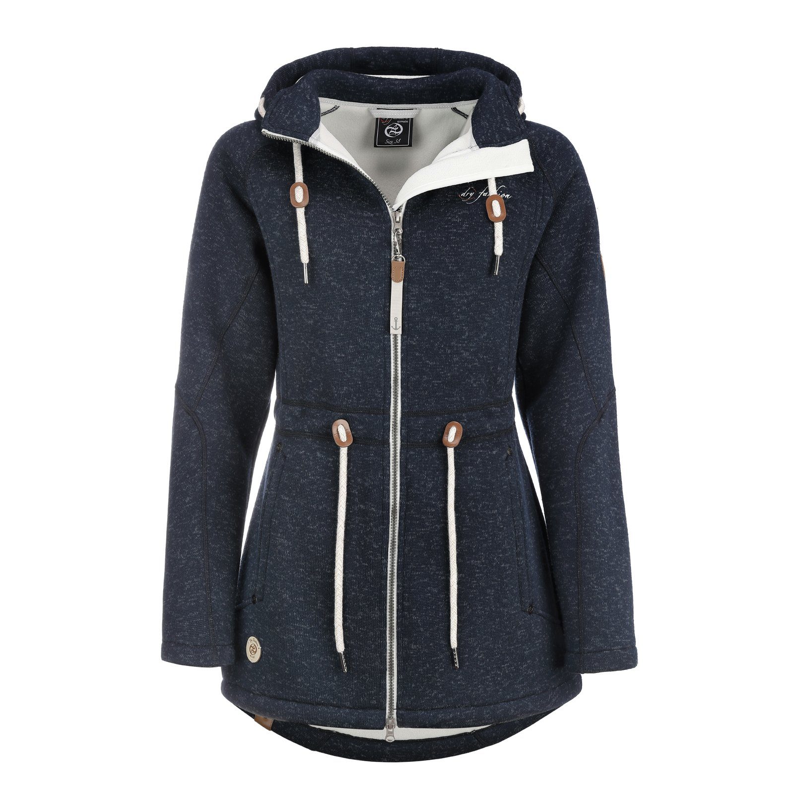 Dry Fashion Wollmantel Damen Fleece-Mantel St. Peter-Ording - Wärmende Fleecejacke mit Kapuze