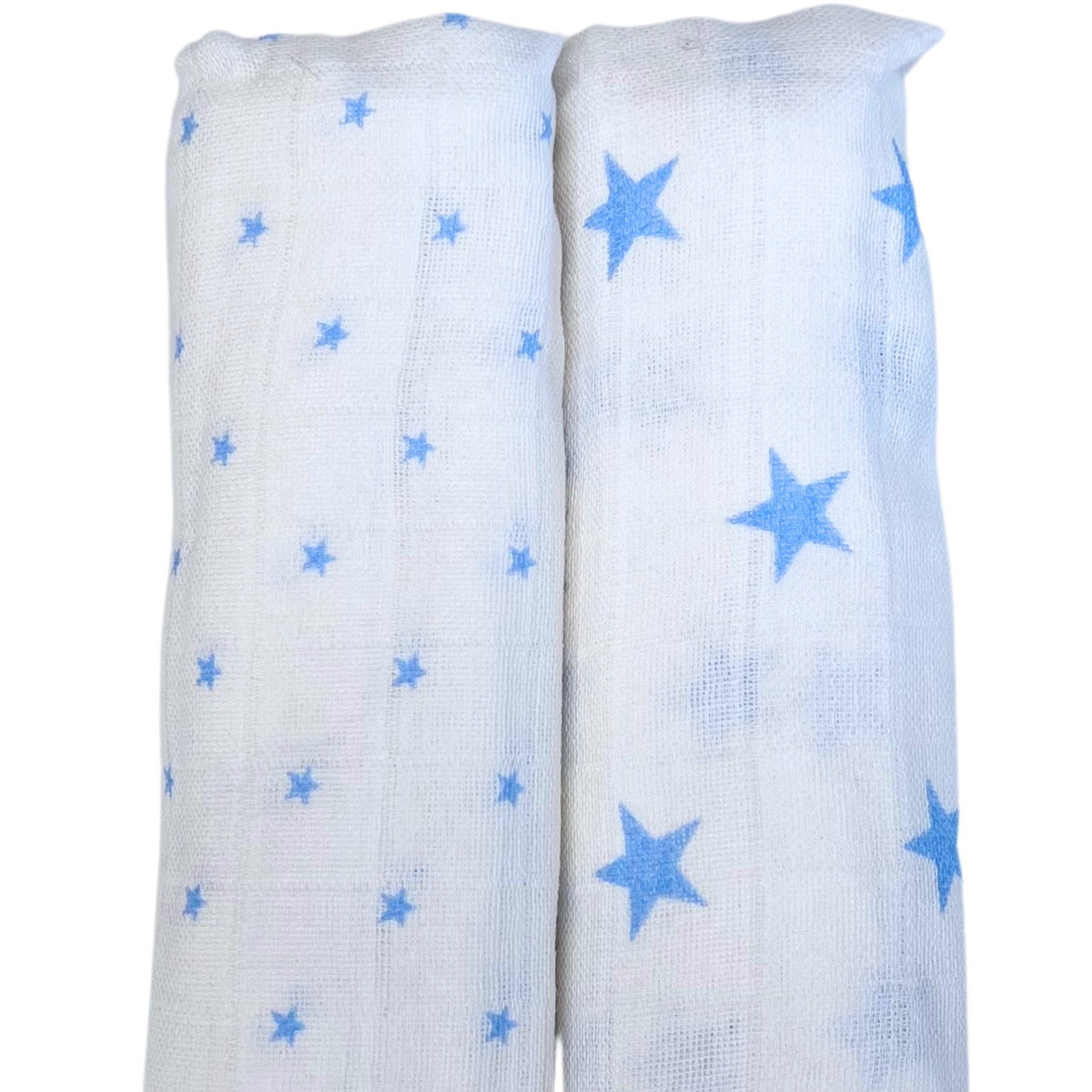 2-St., Stilltuch Stoffwindeln Pack in besonders hautfreundlich blau "Stars" (Packung, 13910 und Mulltücher Babymajawelt Sterne, atmungsaktiv Europe, Set 2er Set), XXL, 120x120cm, Made Starter