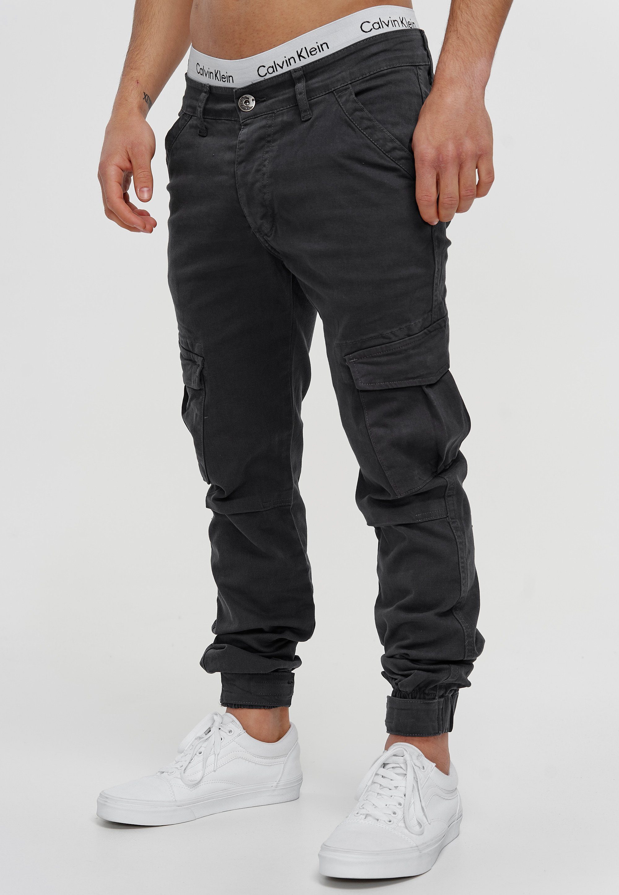 Antrazit OneRedox H-3408 Freizeit Casual Straight-Jeans Fitness