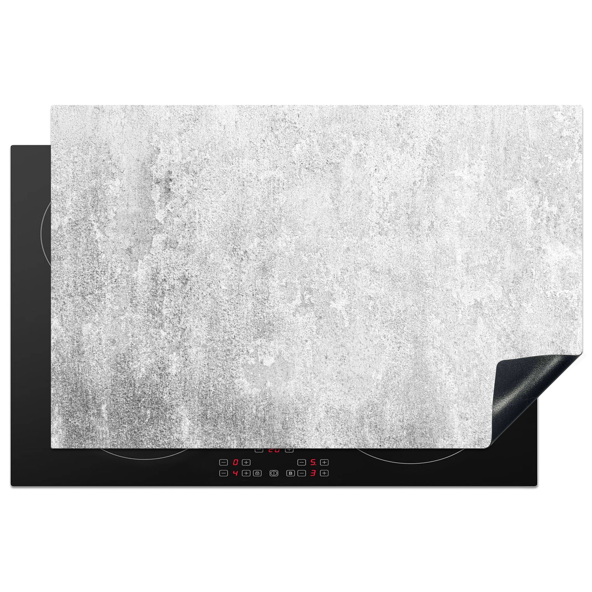MuchoWow Herdblende-/Abdeckplatte Beton - Grau - Wand, Vinyl, (1 tlg), 81x52 cm, Induktionskochfeld Schutz für die küche, Ceranfeldabdeckung