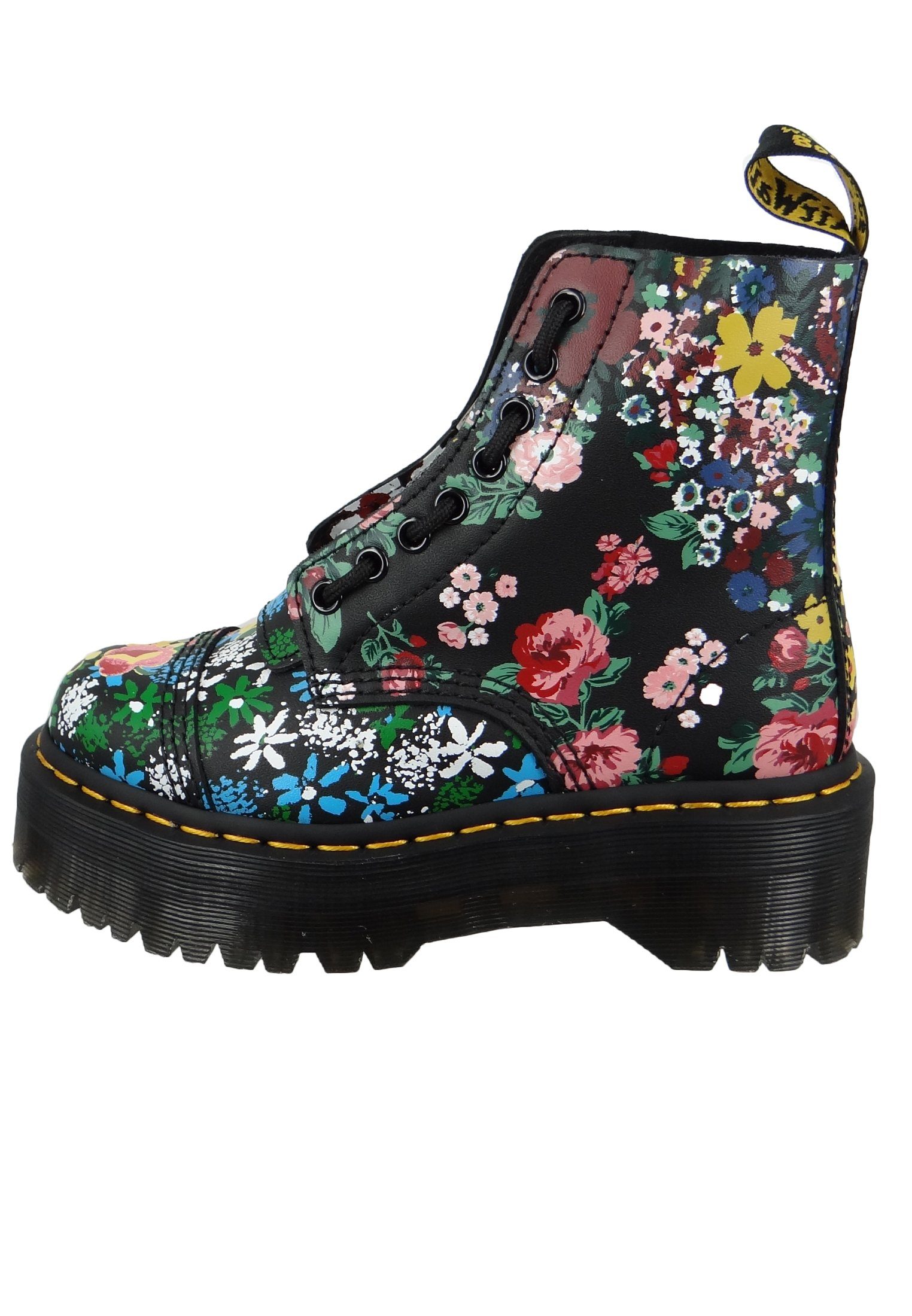 DR. MARTENS 27128001 Sinclair 8-Loch Black Floral Mash Up Backhand  Stiefelette