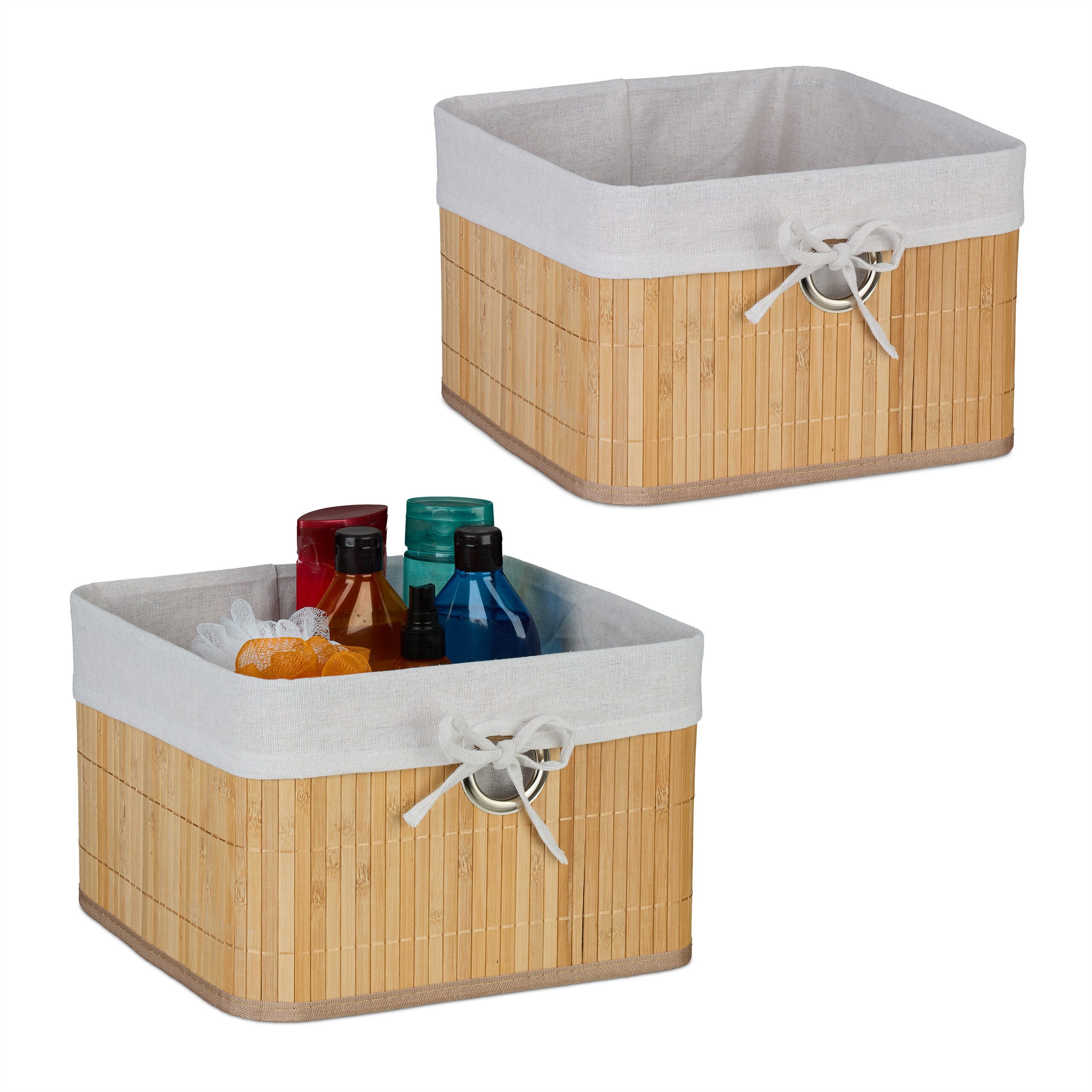 relaxdays Regalkorb Aufbewahrungskorb Set aus Bambus günstig online kaufen