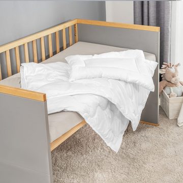 Babybettdecke, Premium Complete - Weiß, LaLoona, Steppbett-Set (100x135 / 40x60 cm) Kinder Steppdecke mit Kopfkissen