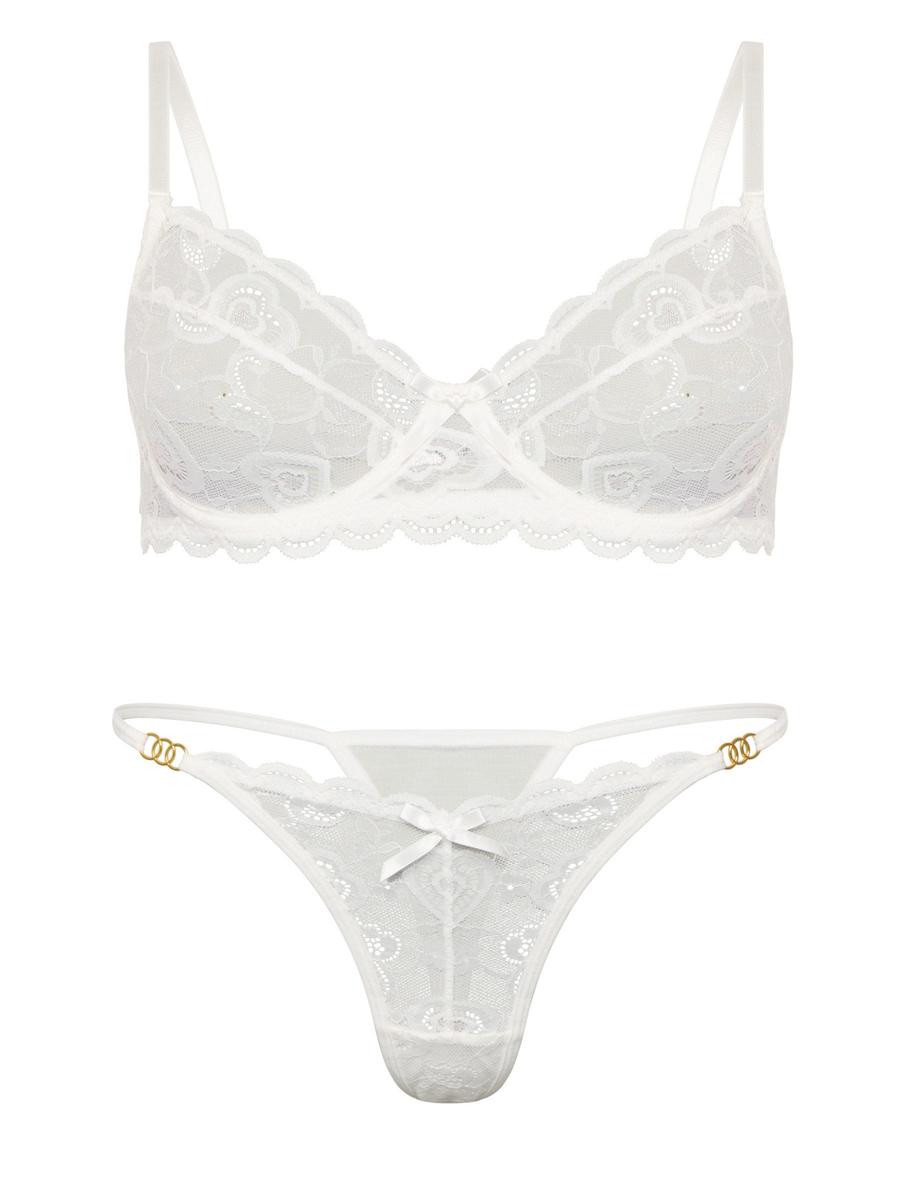 Elegant Love Set: Bügel-BH Sexy Dessous-Set – Damenunterwäsche aus Spitze (Set, 2-tlg., mit String) Reizwäsche-Set – BH & Tanga mit eleganter Optik – Bild 2 von 5