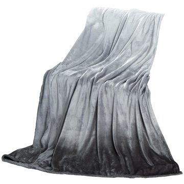 Wohndecke Ombre Kuscheldecke Tagesdecke Flanell Farbverlauf 150x200cm grau, CelinaTex, allergikergeeignet,anschmiegsam,bügelfrei,dezenter Glanz,flauschig