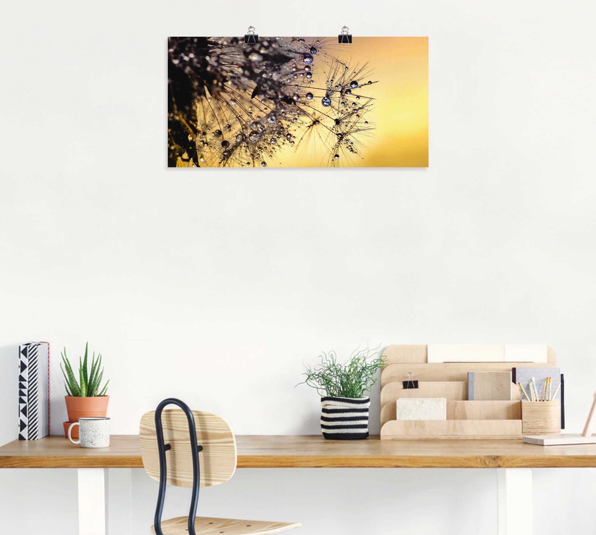 Blumen Pusteblume Wandaufkleber Tautropfen oder Artland in mit Poster St), Leinwandbild, benetzt, versch. Wandbild (1 Alubild, Größen als