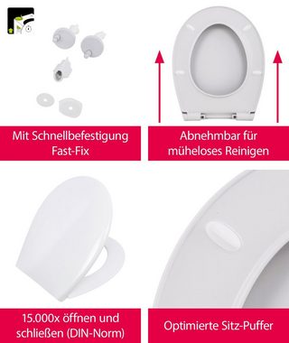 aquaSu WC-Sitz Basic, Weiß, Thermoplast, Absenkautomatik, oval, Take-Off, Schnellbefestigung