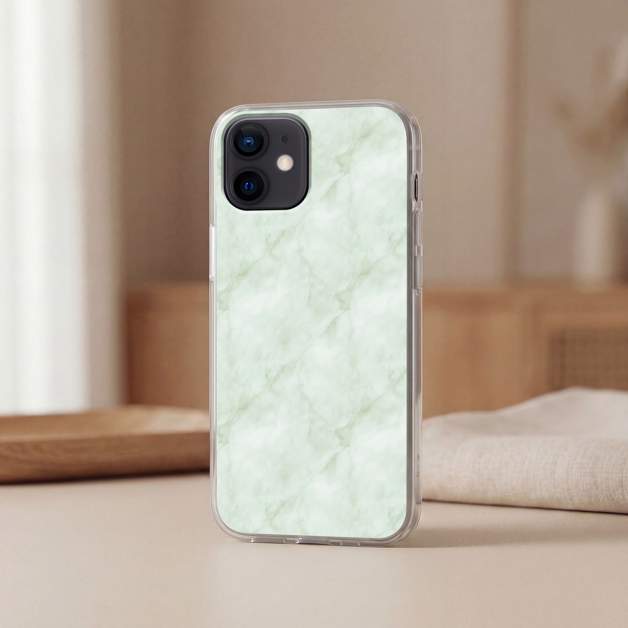 MuchoWow Handyhülle für Apple iPhone 12 Pro Grün - Marmor - Fließende Adern, Smartphone-Bumper, Print, Handy Schutzhülle Dünn
