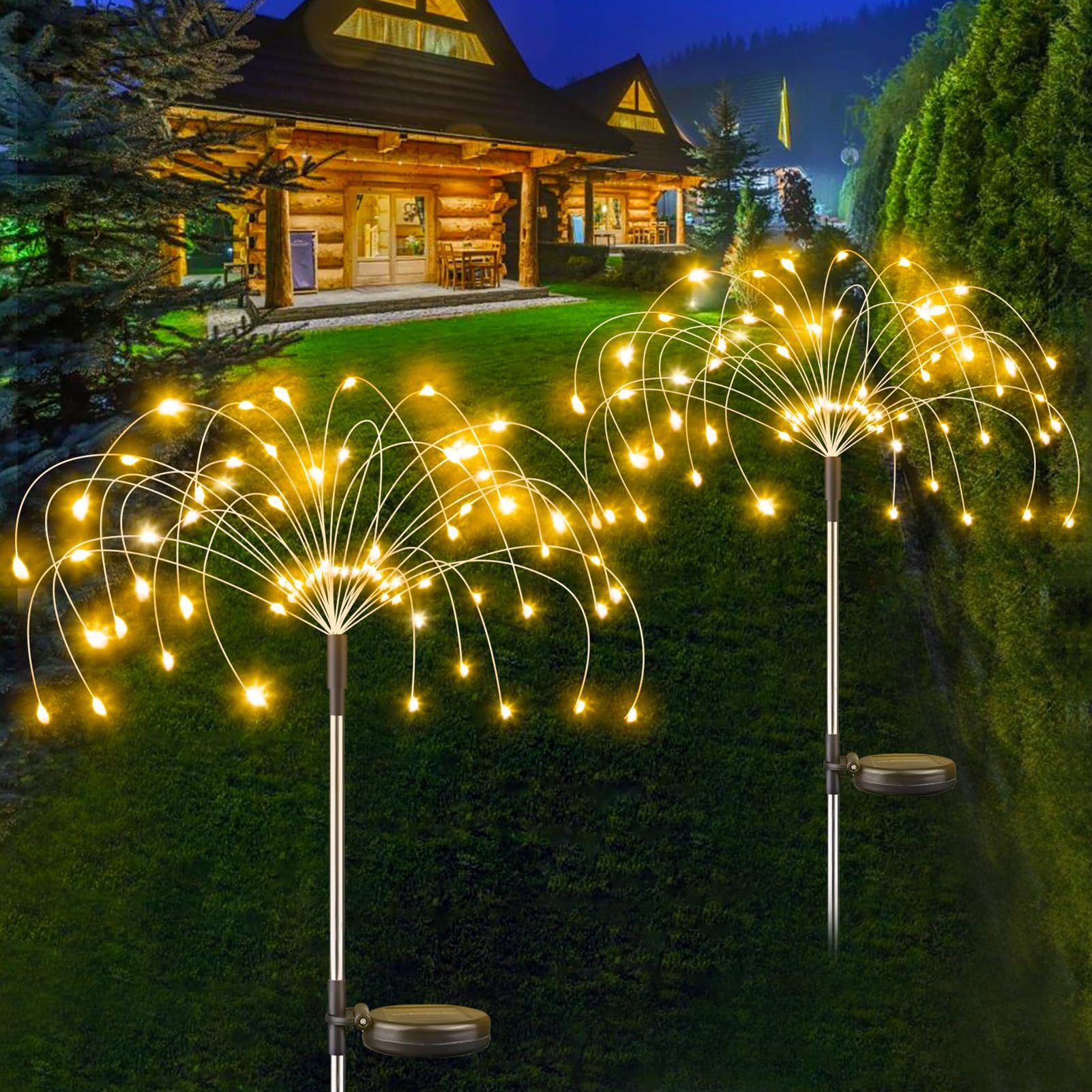 LED-Solarleuchte, Freien, Rutaqian im für Garten Solarleuchte LED Licht LED Solarlampe wechselbar warmes den