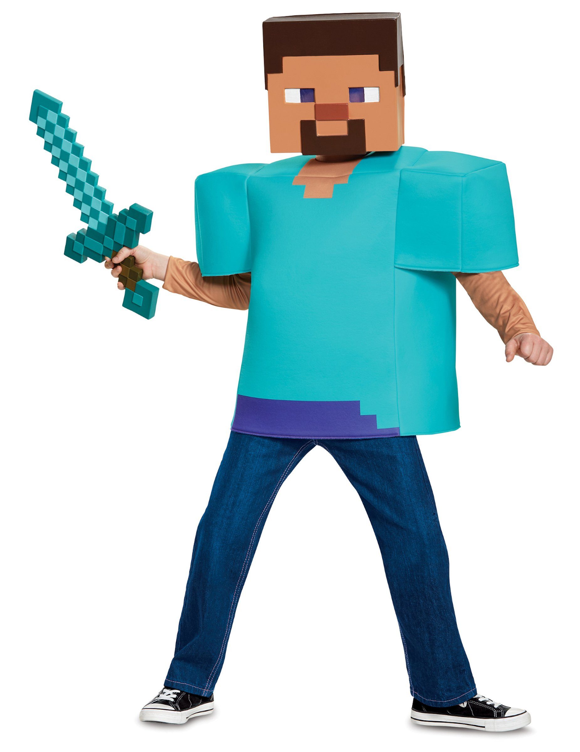 Disguise Kostüm Steve Minecraft-Kostüm für Kinder Faschingskostüm türkis