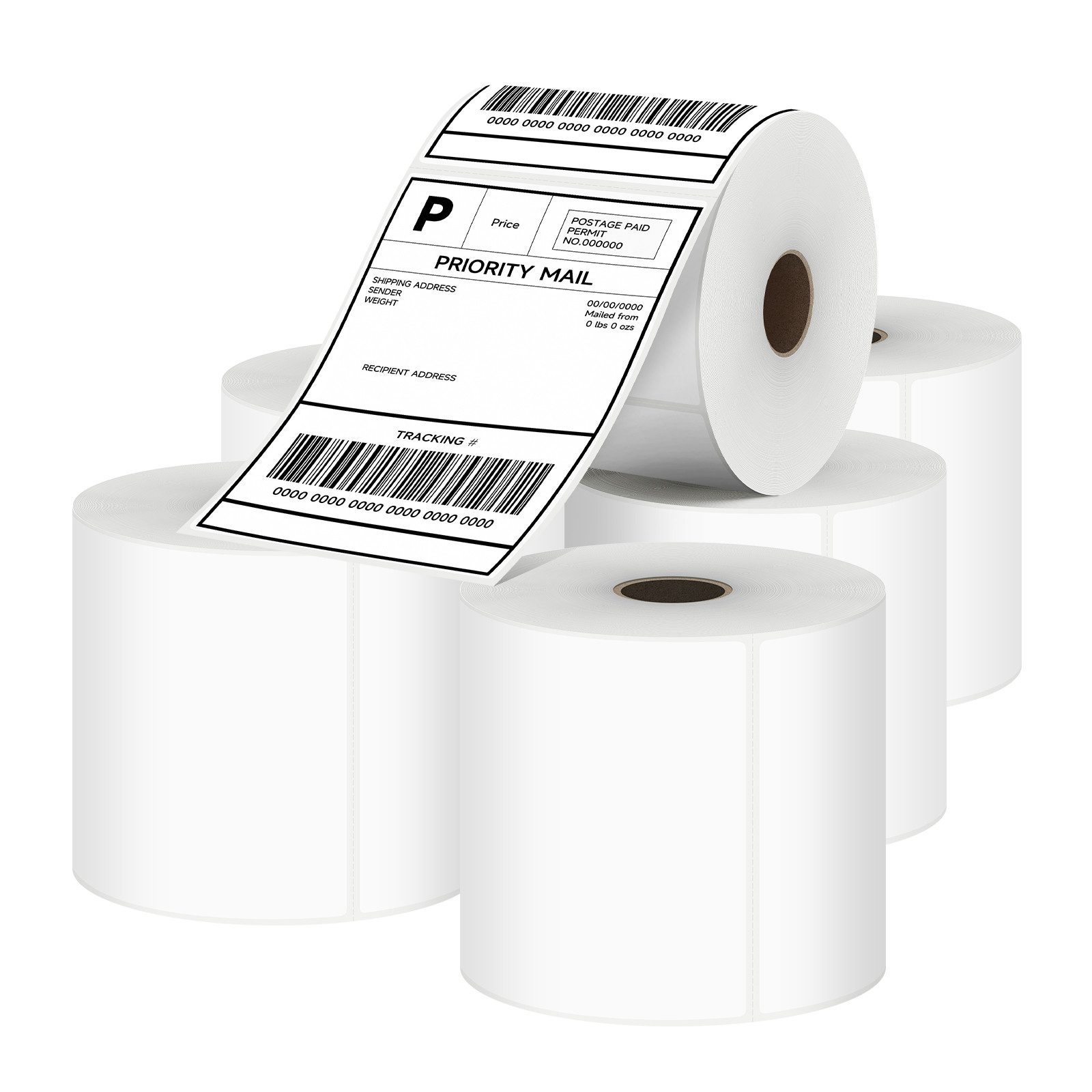 HOMELUX Endlospapier 3000 Stück Thermoetiketten 4 × 6 Zoll 6 Rollen Versandetiketten, 100x150mm Etiketten