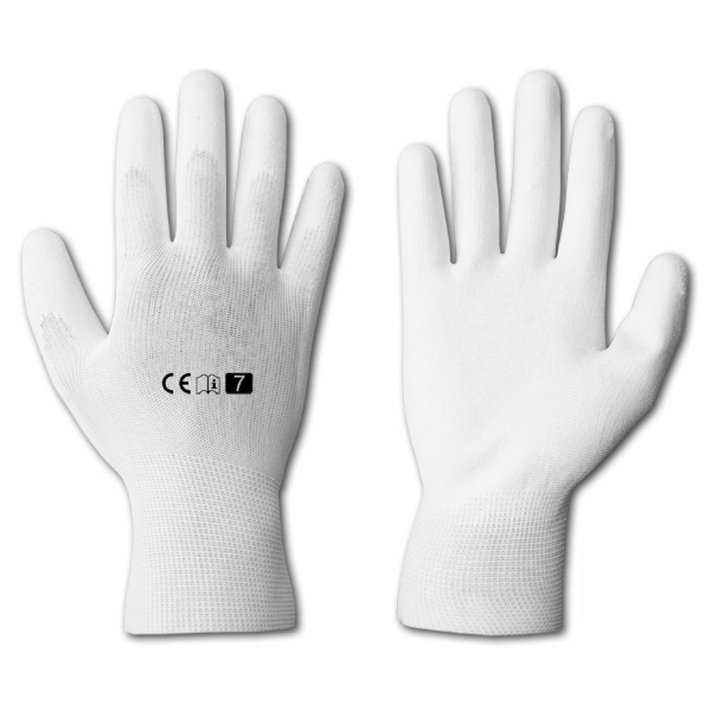 GarPet Mechaniker-Handschuhe PU Перчатки weiß Arbeits Montage Industrie Feinmechanik Gr 8 9 10 (12-St)