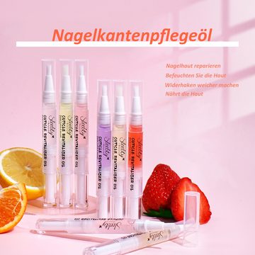 pochento Nagelpflegeöl Nagelpflegeöl, Nagellack-Set, Nagelpflegeset, Erdbeere, Jasmin, Rose, Geschenk, Duftendes Nagelpflegeöl 3*3ml, Nagelpflegestift, Nagelhautöl