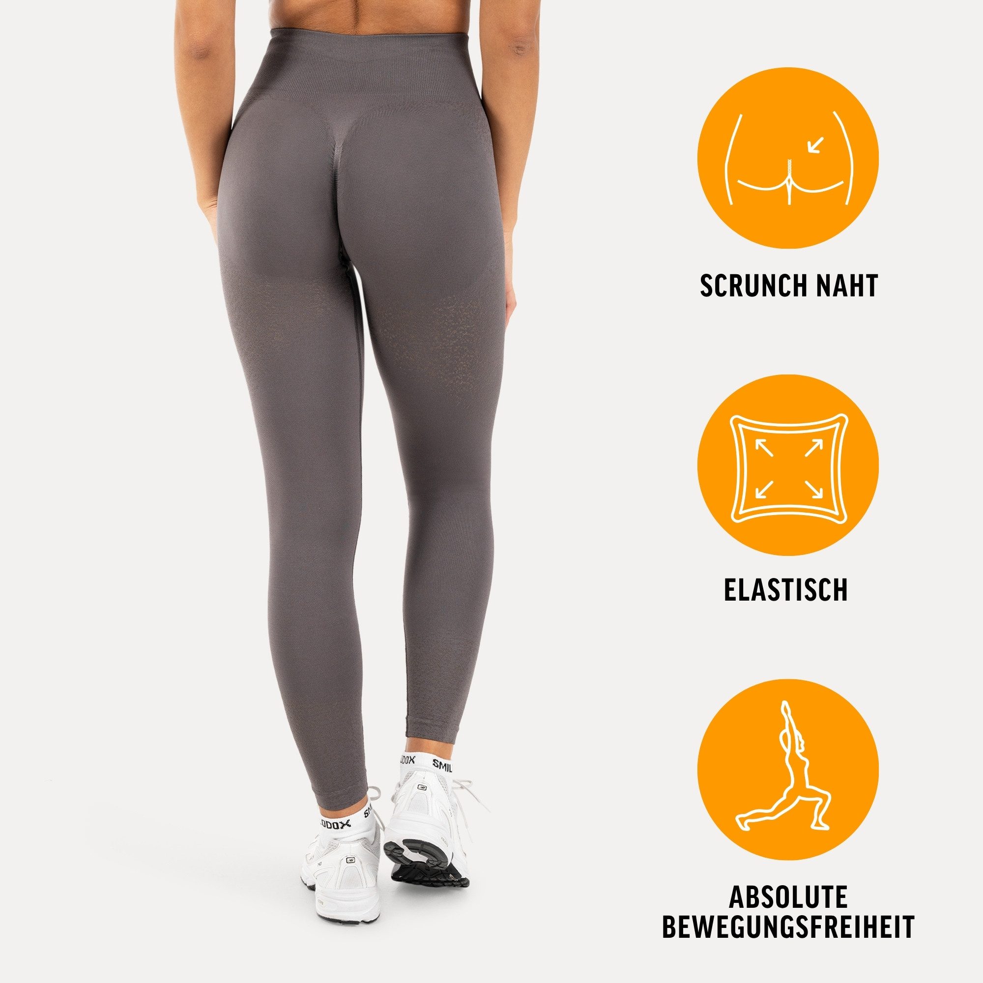Smilodox Leggings Timea Sporthose Damen, Scrunch, Shaped Fit, High Waist, Gym Scrunch Naht, Rippstruktur, Shaped Fit, hoher Bund, Stretch