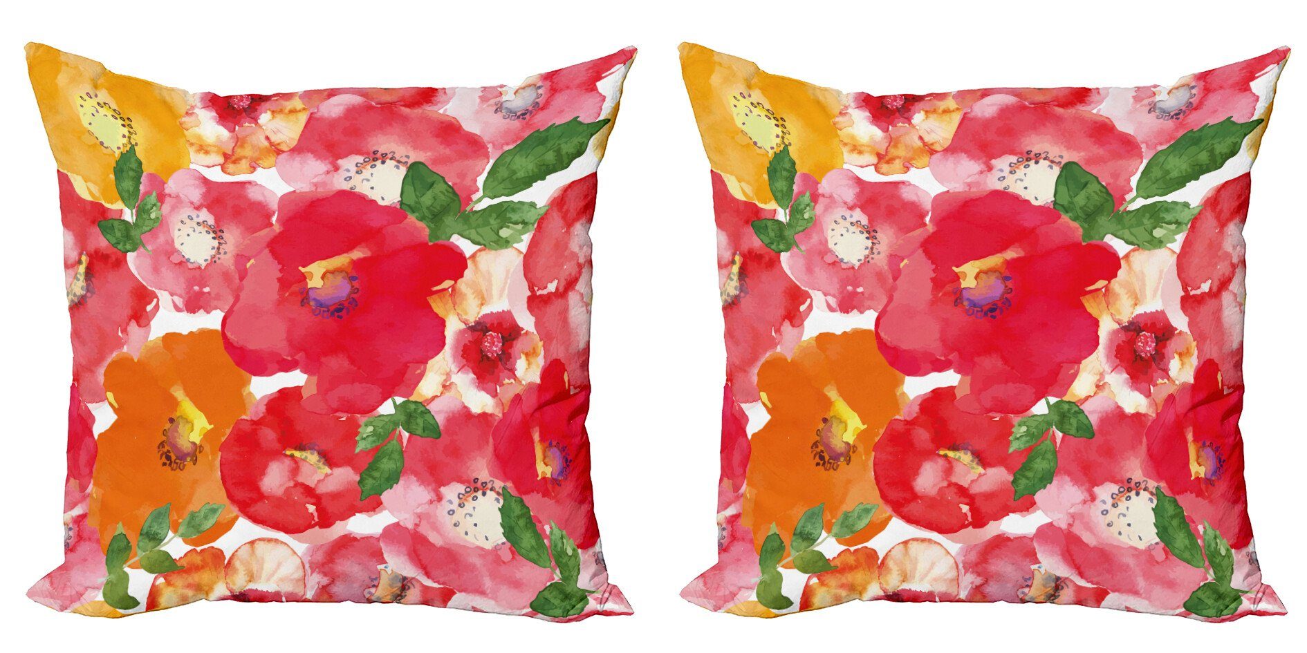 Kissenbezüge Modern Accent Doppelseitiger Digitaldruck, Abakuhaus (2 Stück), Blume Aquarell-Art-Blumen