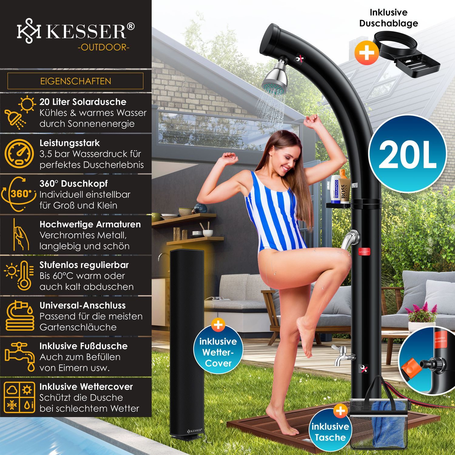KESSER Solardusche, Solar Gartendusche Solardusche mit günstig online kaufen