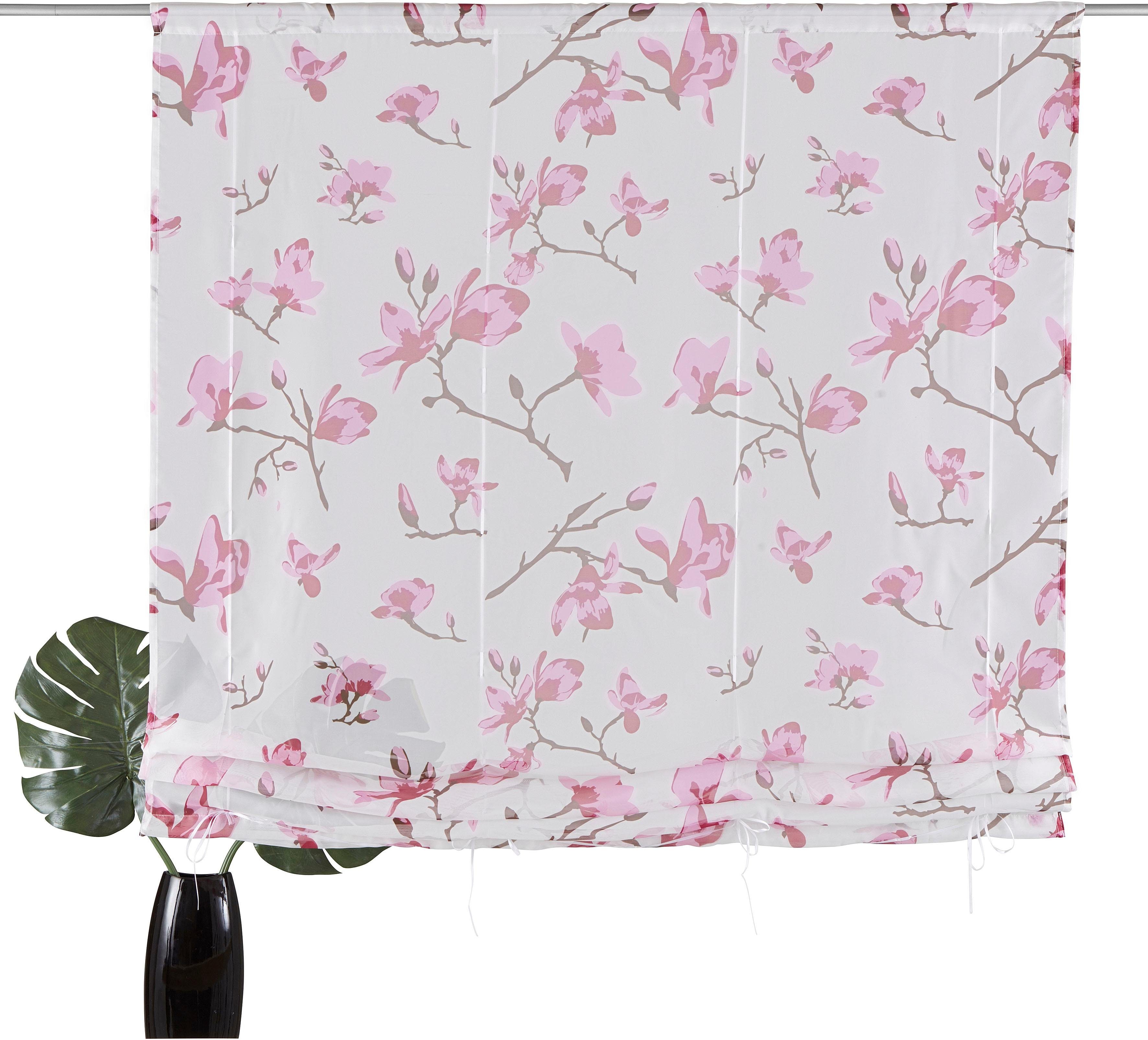 Bändchenrollo Orchidee, my home, Voile, Stangendurchzug, Transparent, mit Polyester