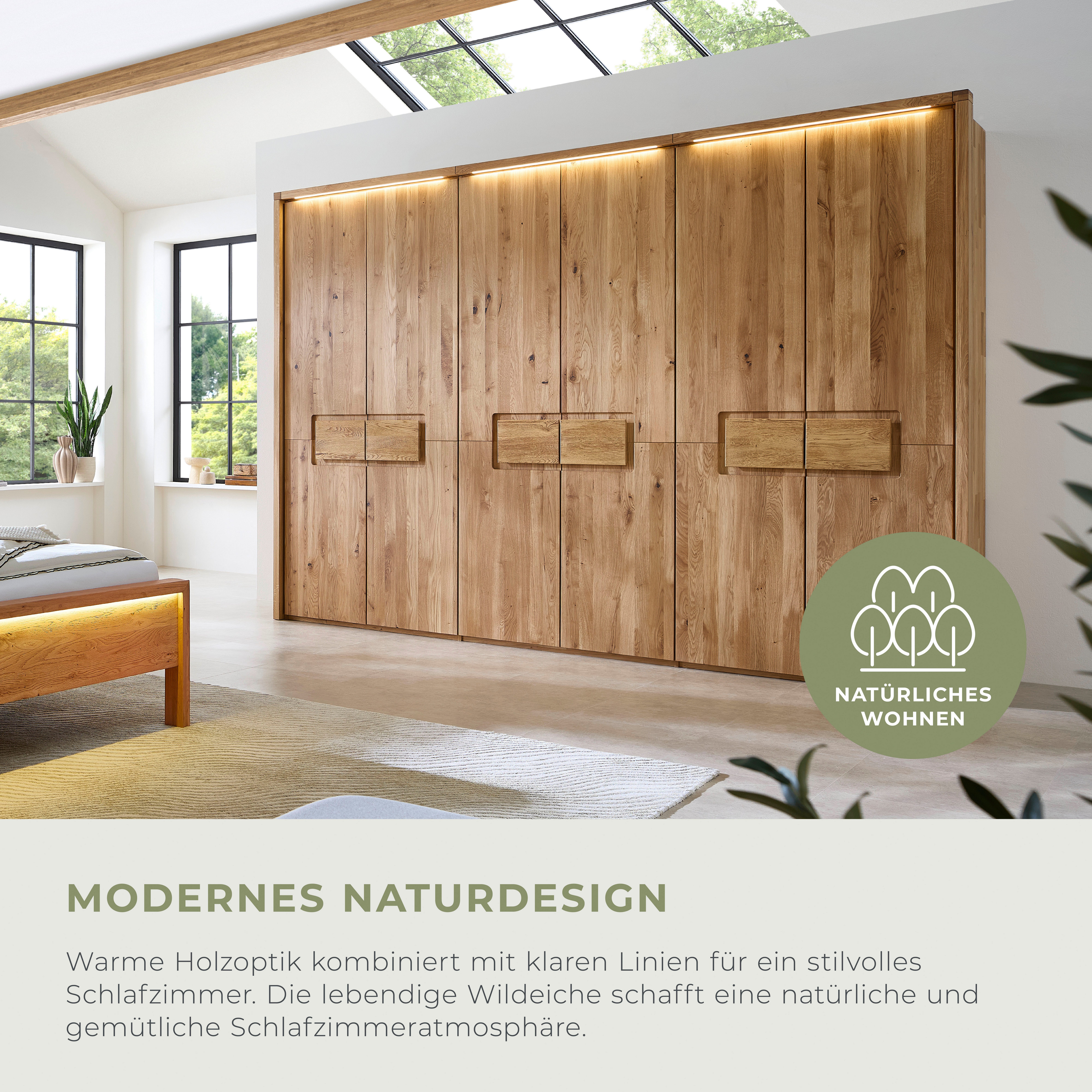 Home affaire Kleiderschrank Ambroise aus Wildeiche, erhältlich in verschiedenen Breiten Massivholz-Kleiderschrank, im 50 cm Raster planbar