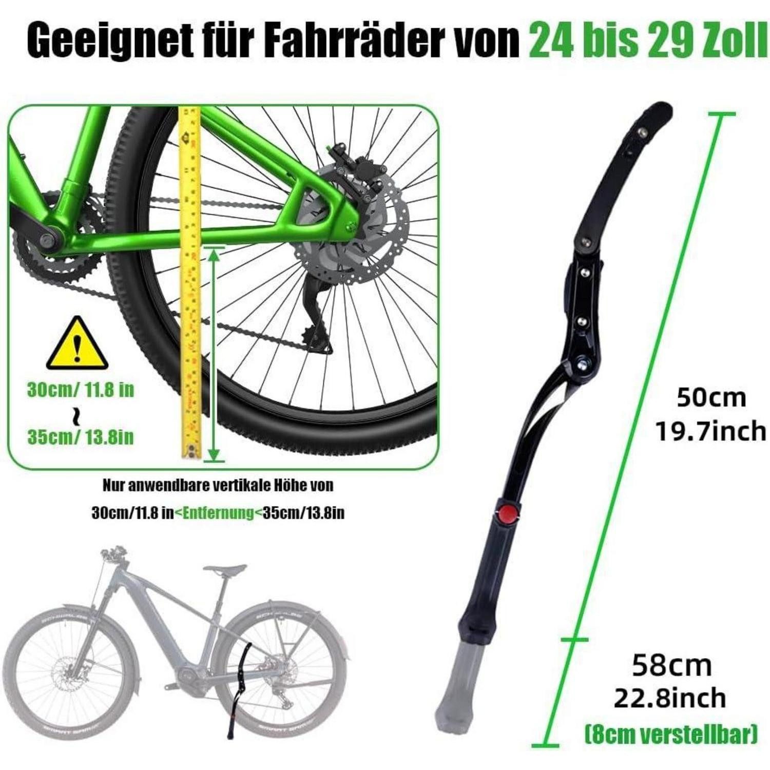 LuxusKollektion Fahrrad-Seitenständer Fahrradständer Aluminiumlegierung Seitenständer Universal 26-29 Zoll