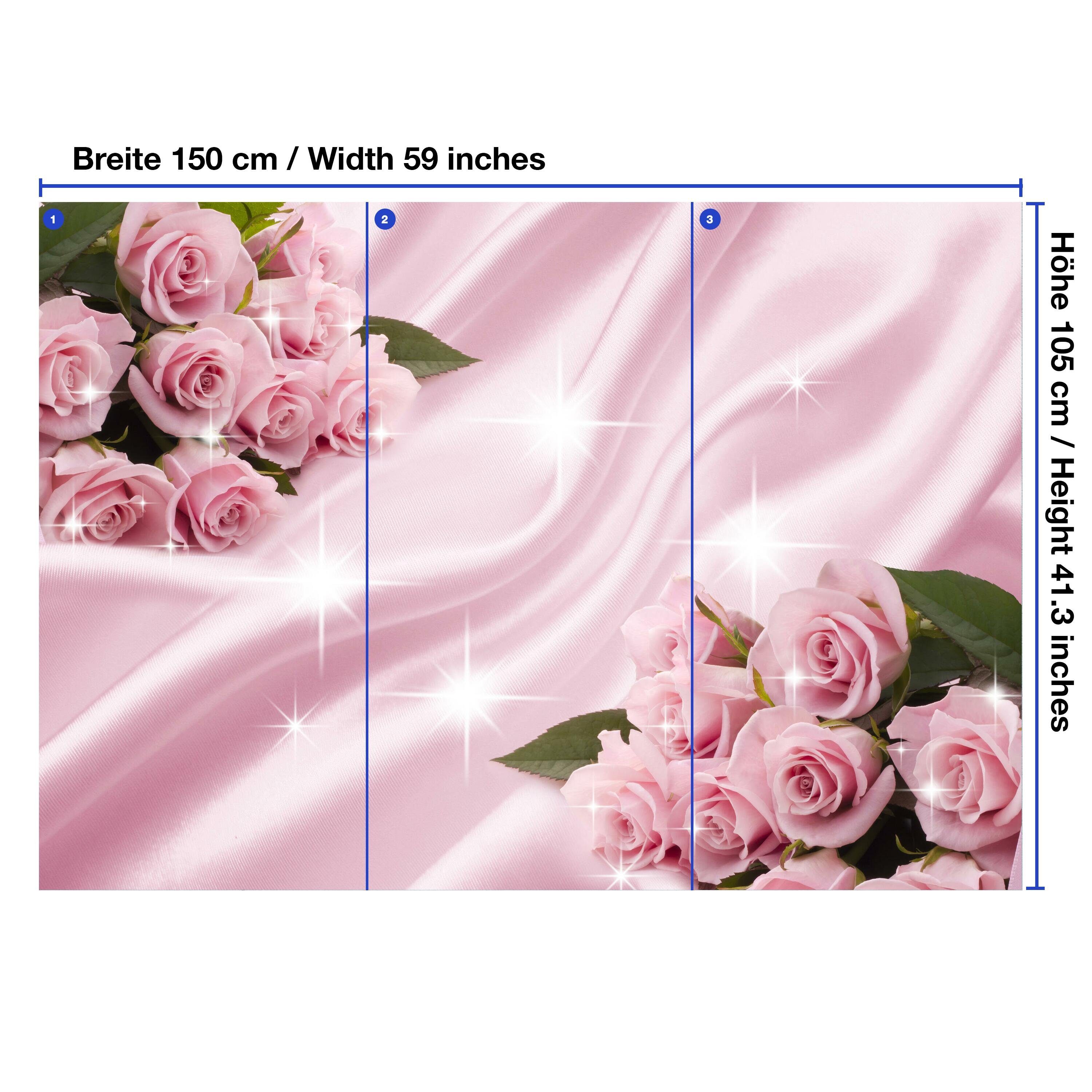 matt, rosa wandmotiv24 Wandtapete, Motivtapete, glatt, Rosen Rosenblüten, Fototapete Vliestapete
