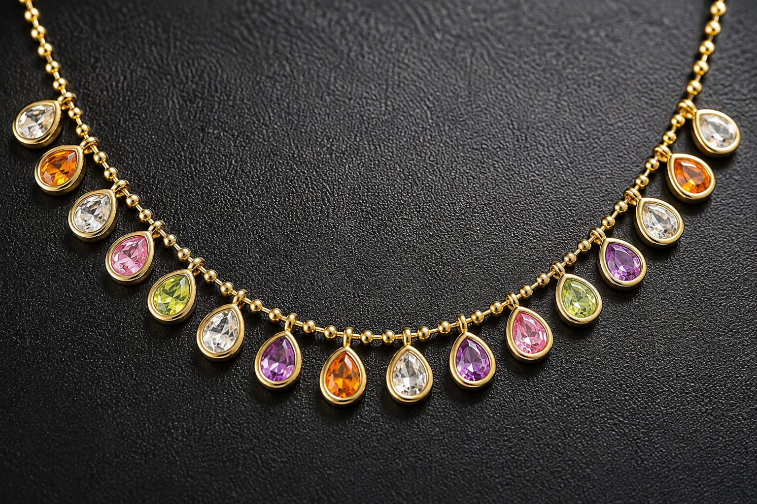 RAIKOU Collier Goldfarben mit bunten Zirkonia Tropfen, Elegante Choker Kette, oxidationshemmenden Schmuckbox