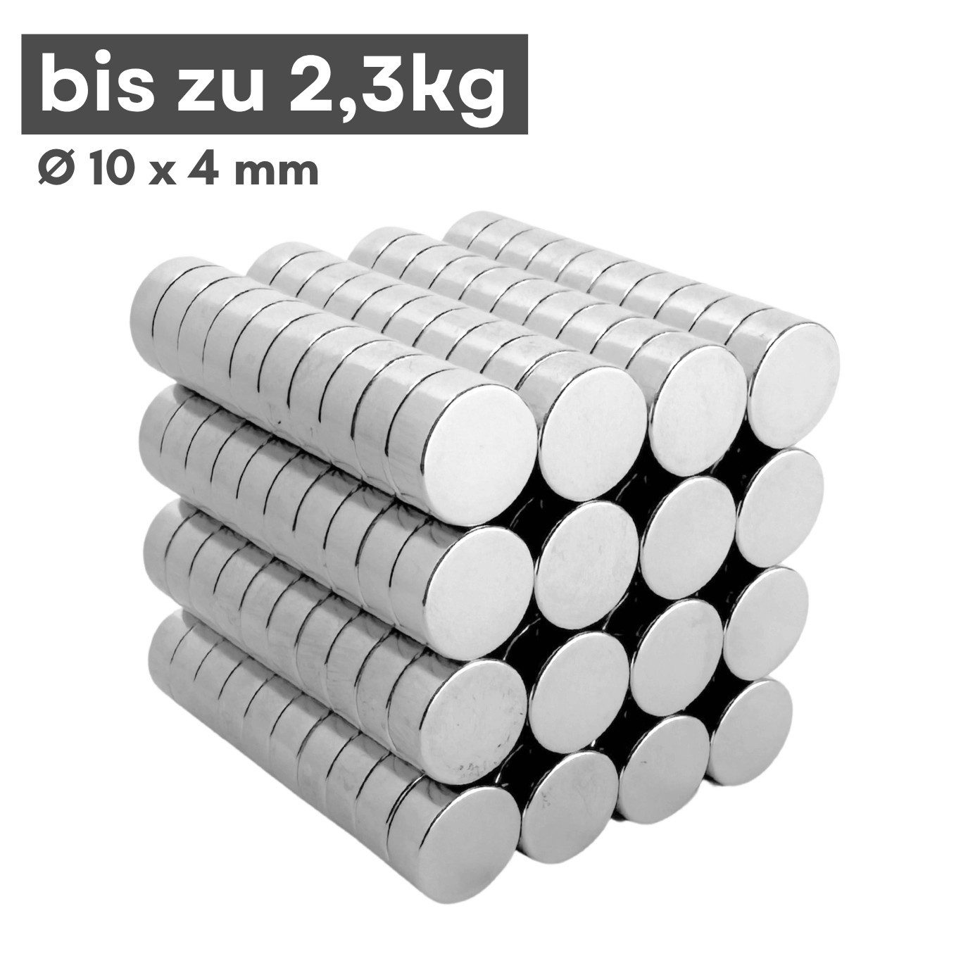 MaajeeKuto Magnet Neodym Magnet 10x4 mm N38 Scheibenmagnet 2,3kg Haftkraft Stark (1-St)
