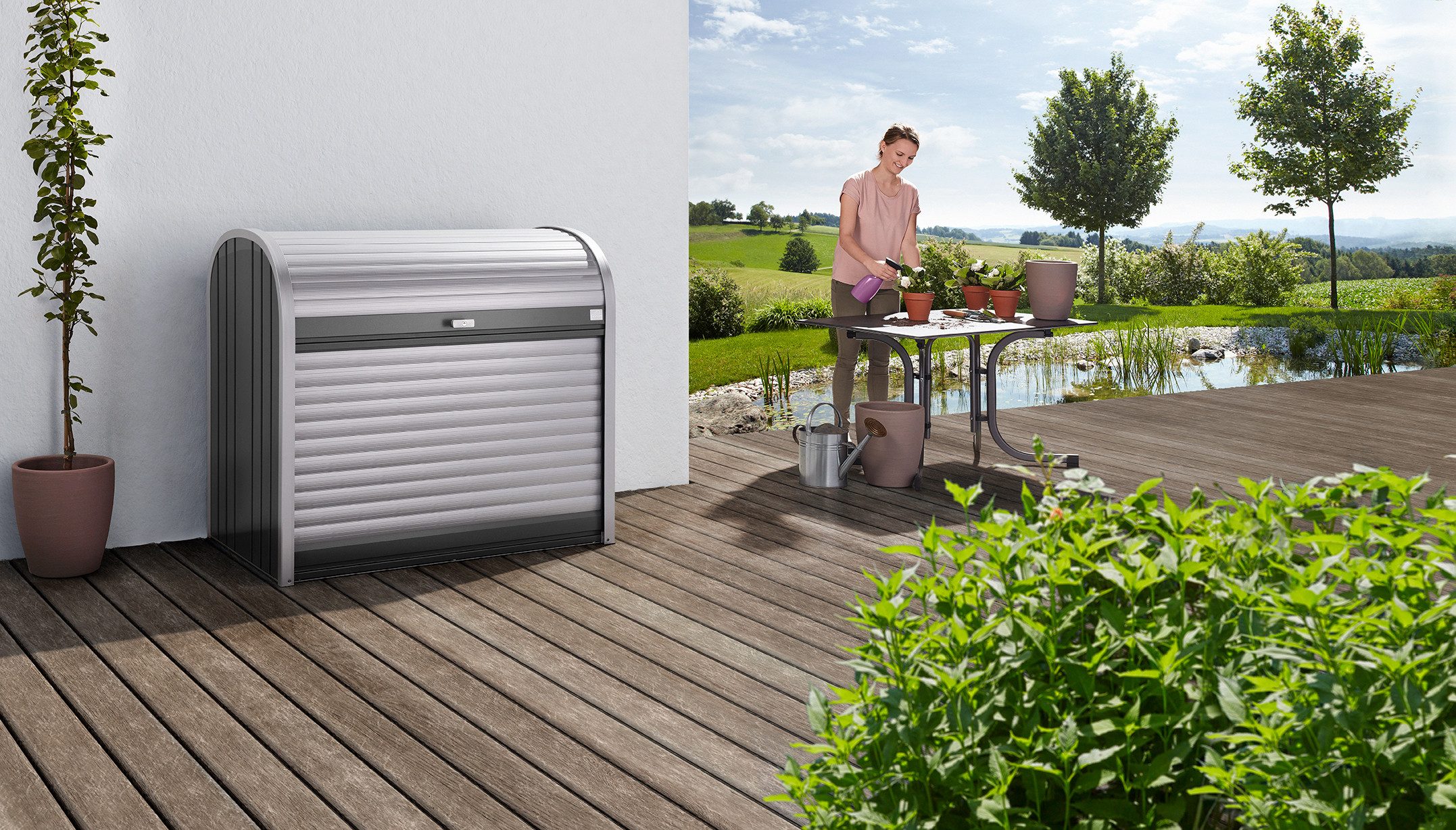 Biohort Gartenbox STOREMAX Gr. 120, verschiedene Farben, 117x73x109 cm, Ideal als Mülltonnenboxoder Fahrradgarage