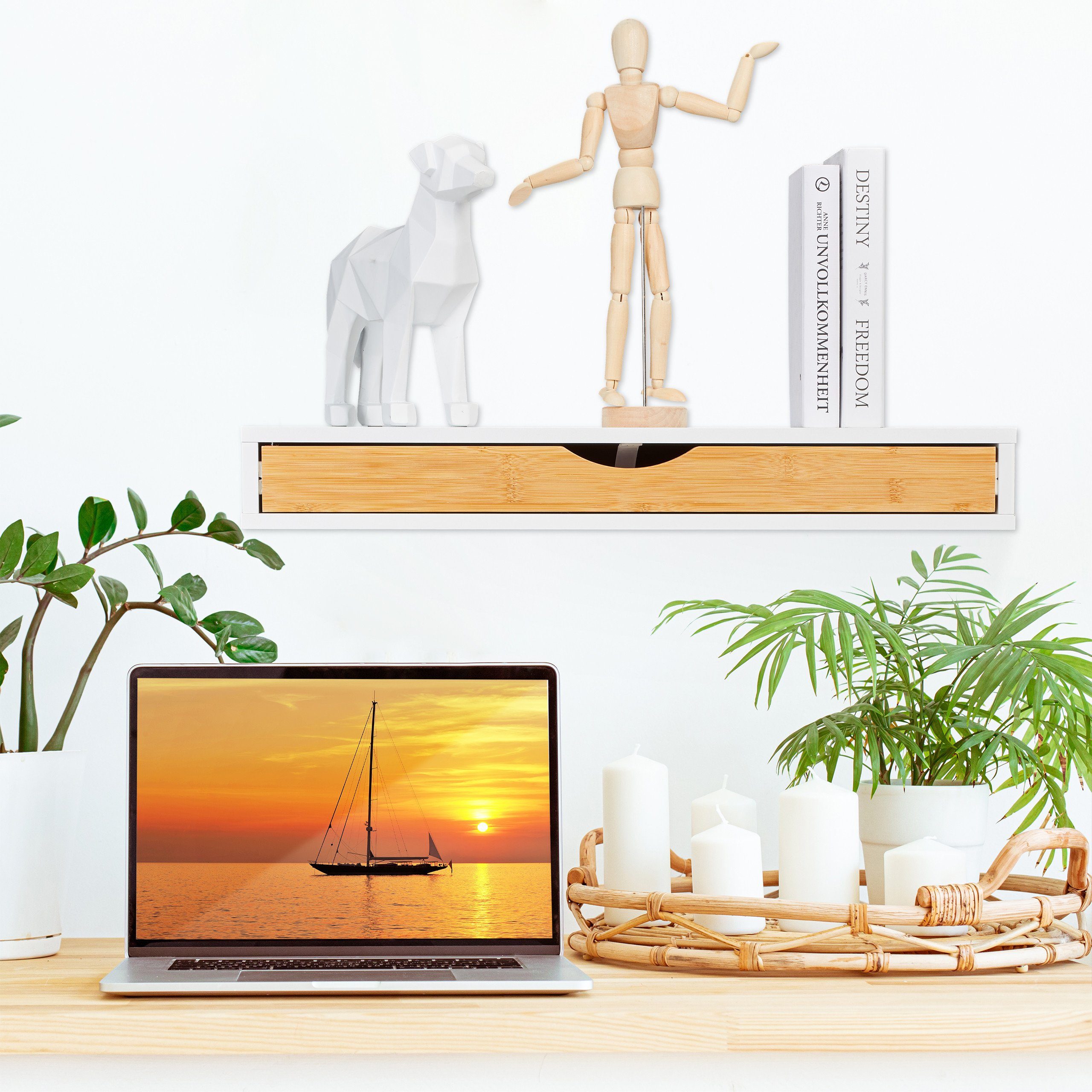 relaxdays Wandregal mit Schublade günstig online kaufen