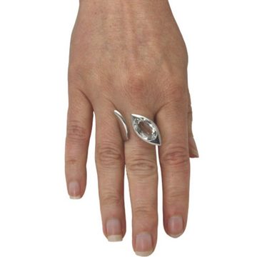 SKIELKA DESIGNSCHMUCK Silberring Aquamarin Ring "Open" 16x10 mm (Sterling Silber 925) (1-tlg), hochwertige Goldschmiedearbeit aus Deutschland