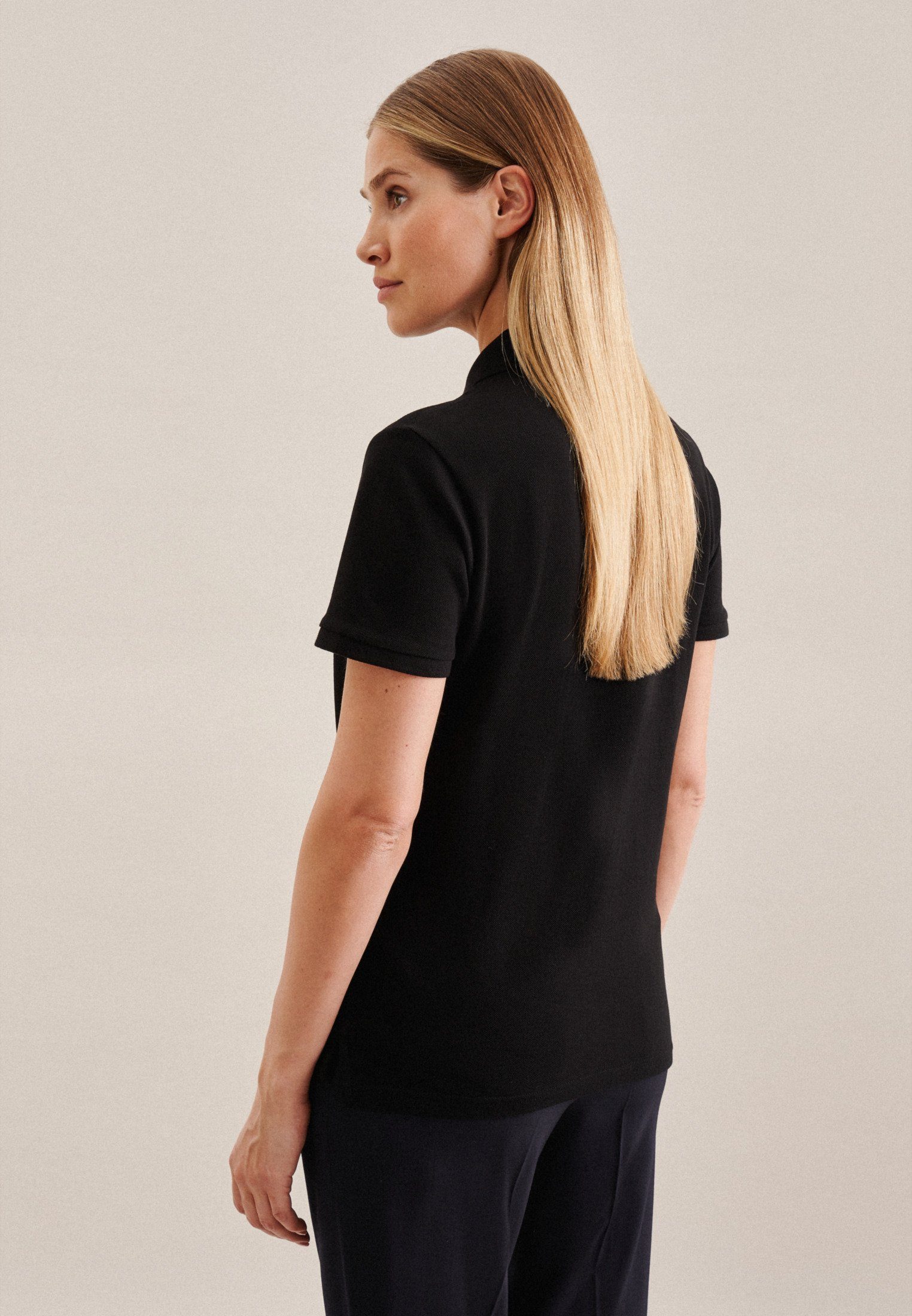 seidensticker Poloshirt Schwarze Rose Kurzarm Kragen günstig online kaufen