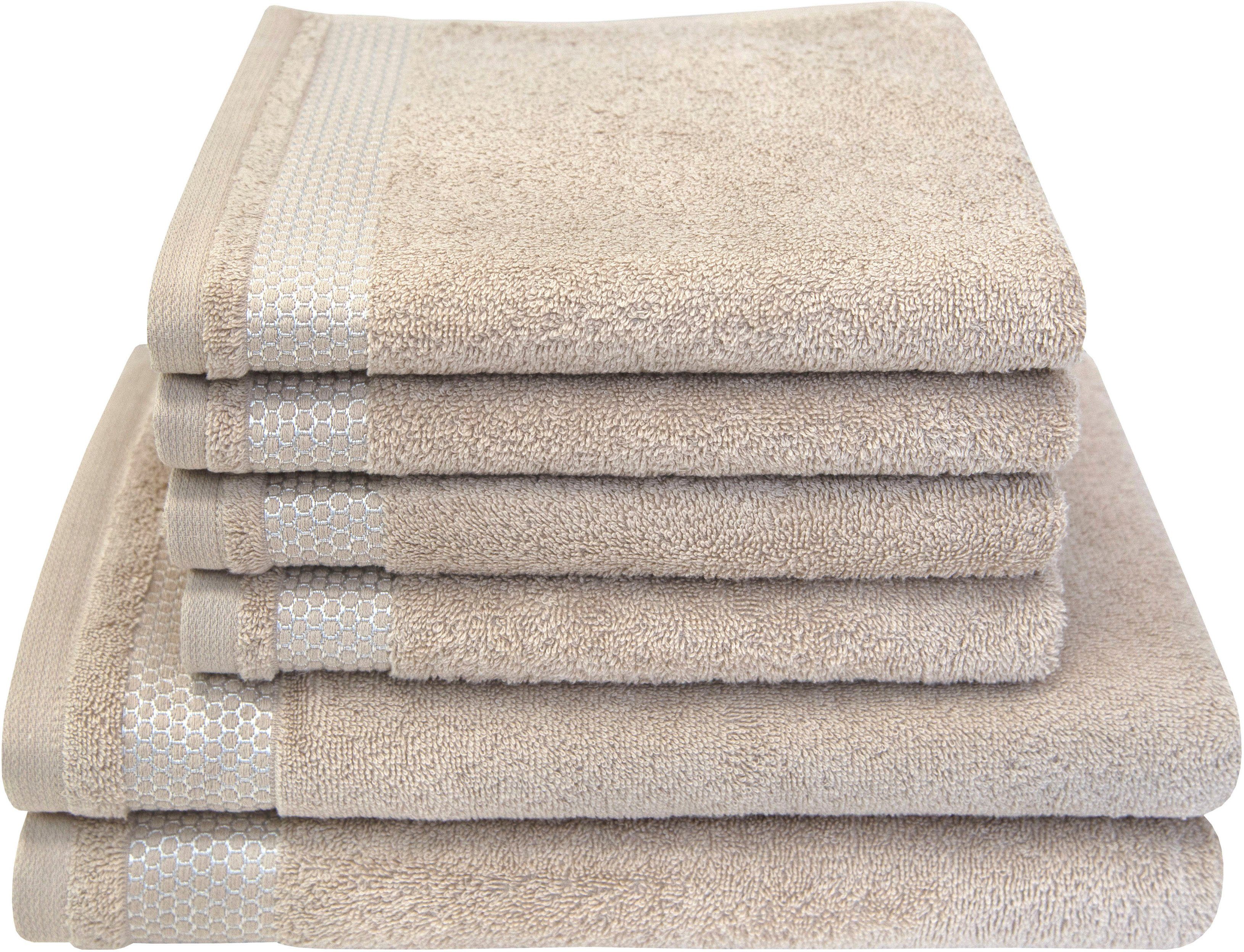 Dyckhoff Handtuch Set Gloss, Walkfrottier (Set, 6-St), 4 Handtücher (50x100cm), 2 Duschtücher (70x140cm). € 66,74