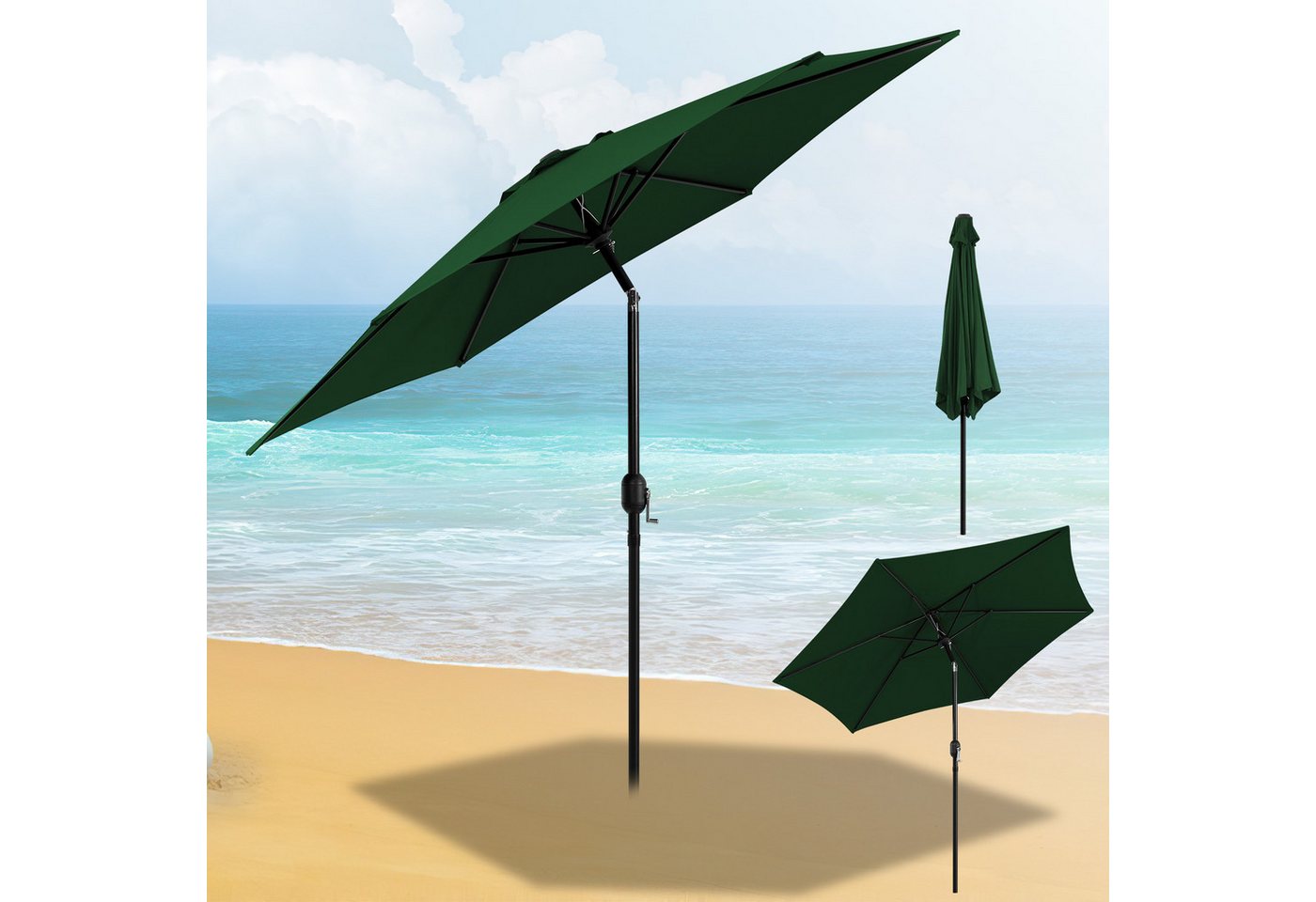 Thumbnail - JOPASSY Sonnenschirm Ø270cm Gartenschirm Balkonschirm beidseitig um 30° knickbar, Wasserabweisende Bespannung mit UV-Sch...