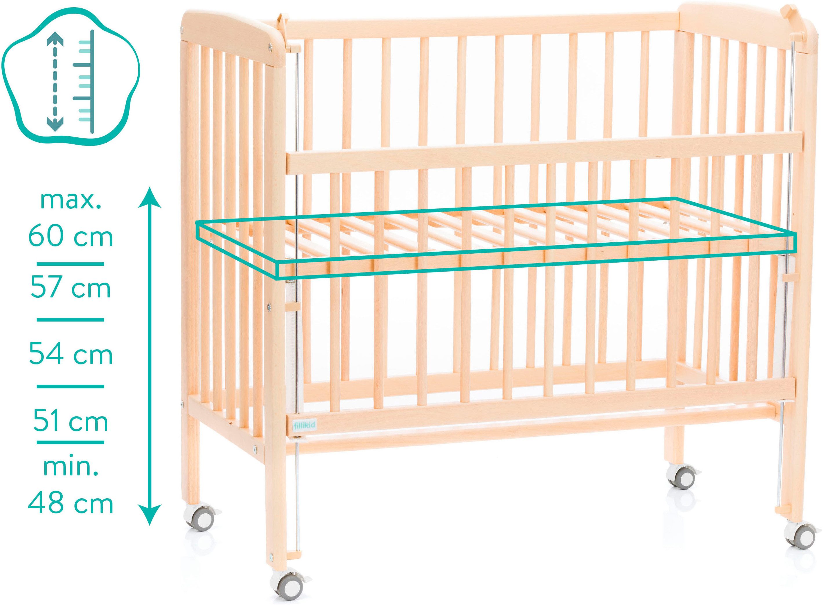 Fillikid Beistellbett Nino, inkl. Matratze; Made in Europe