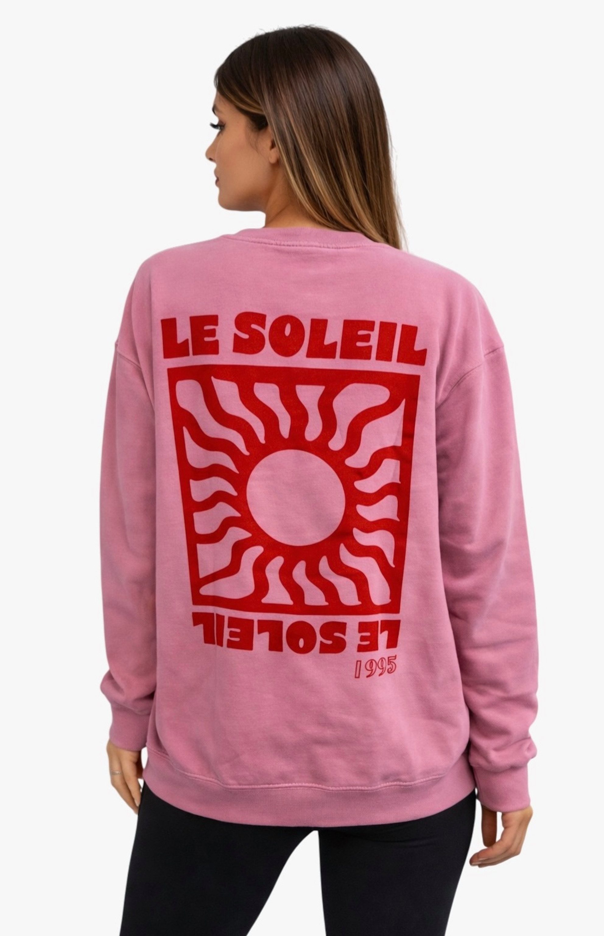 Worldclassca Longsweatshirt Worldclassca Oversized Sweatshirt "LE SOLEIL" Print Langarm Pullover Neue Kollektion - Stilvolle und gemütliche Casual Mode für Damen