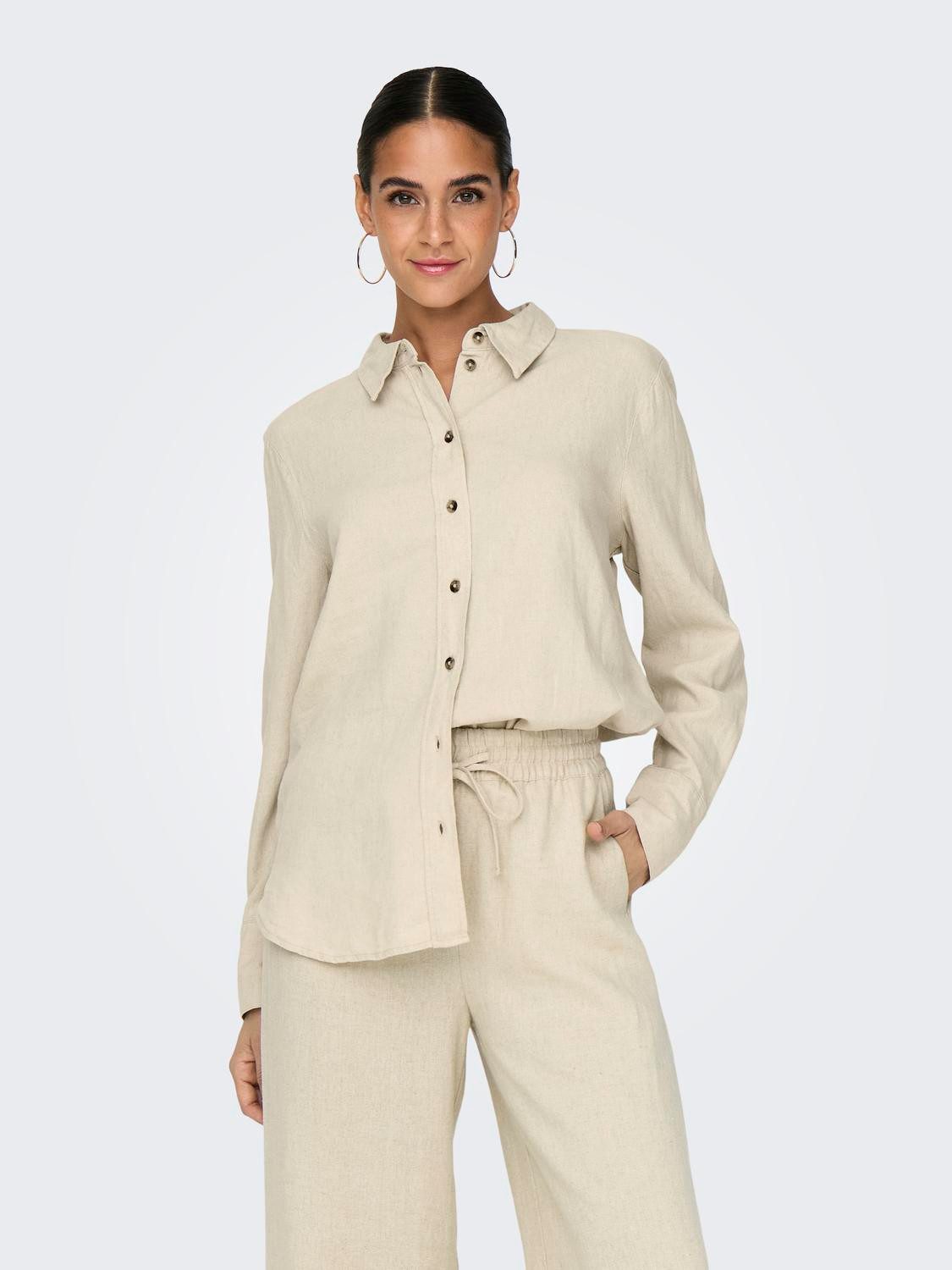 Hemdbluse JDYSAY L/S LINEN LOOSE SHIRT WVN NOOS