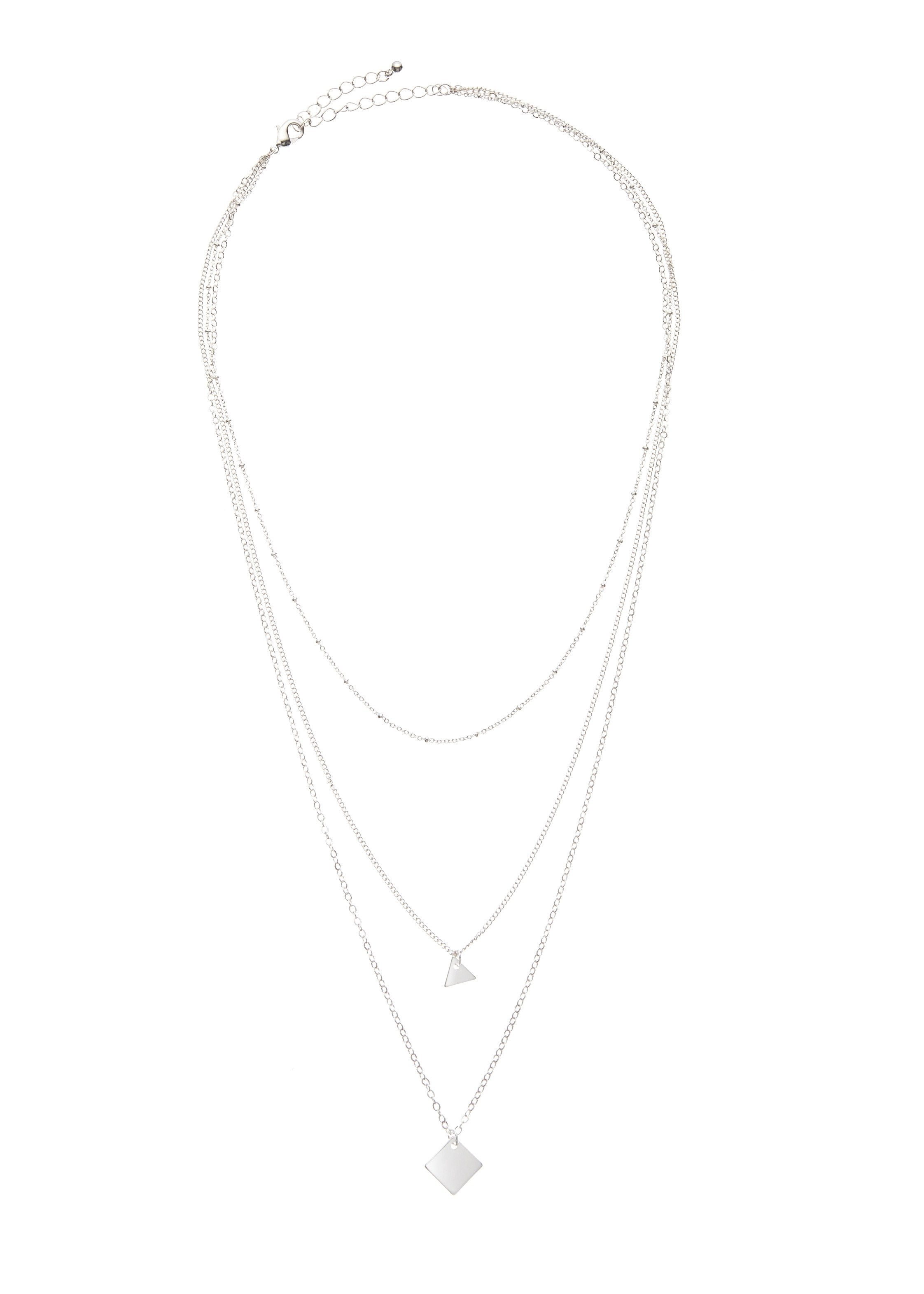 LASCANA Kette mit Anhänger Halskette, mehrreihige Halskette, geometische Anhänger