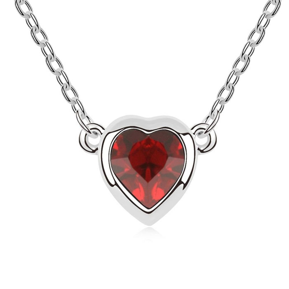 BUNGSA Ketten-Set Kette rotes Herz Silber aus Messing Damen (1-tlg), Halskette Necklace