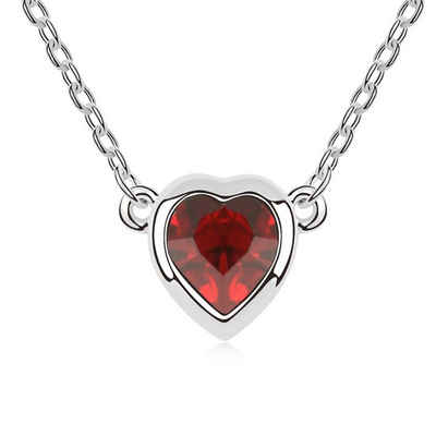 BUNGSA Ketten-Set Kette rotes Herz Silber aus Messing Damen (1-tlg), Halskette Necklace