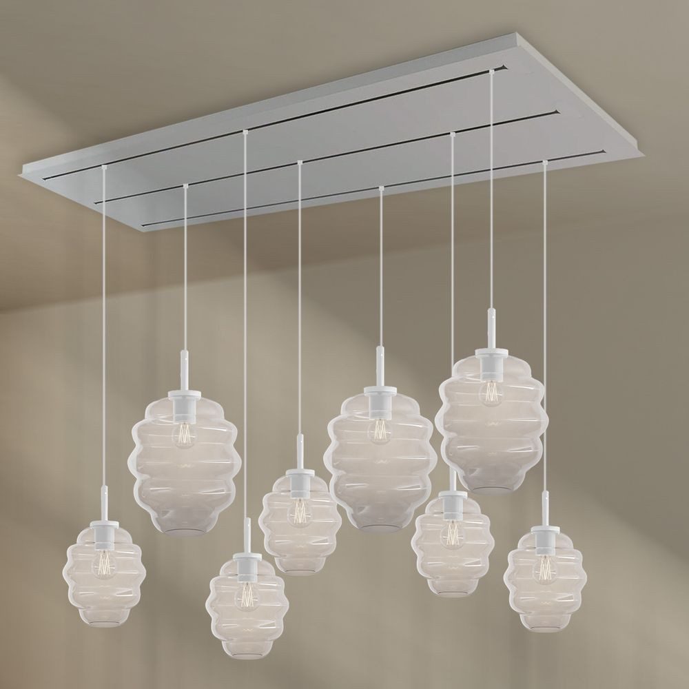 s.luce Pendelleuchte Echos Esstischlampe 8-flg Baldachin 3-rhg Ø18/25cm Klar