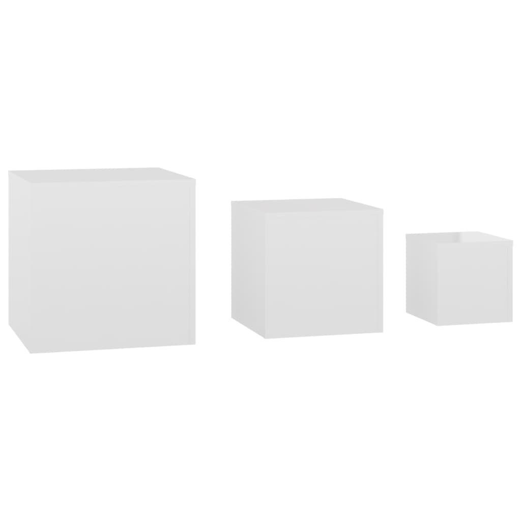 Hochglanz-Weiß vidaXL (3-St) 3-tlg. Hochglanz-Weiß Hochglanz-Weiß | Beistelltisch Beistelltische Holzwerkstoff